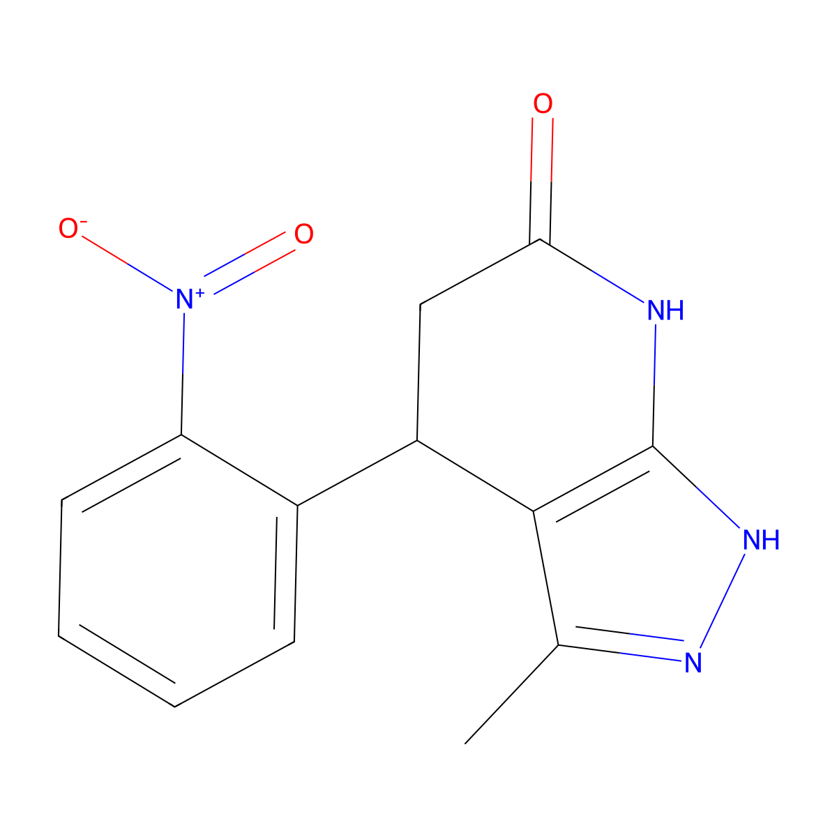 3-methyl-4-(2-nitrophenyl)-1,4,5,7-tetrahydro-6H-pyrazolo[3,4-b]pyridin-6-one molecular structure, CAS 442652-86-0
