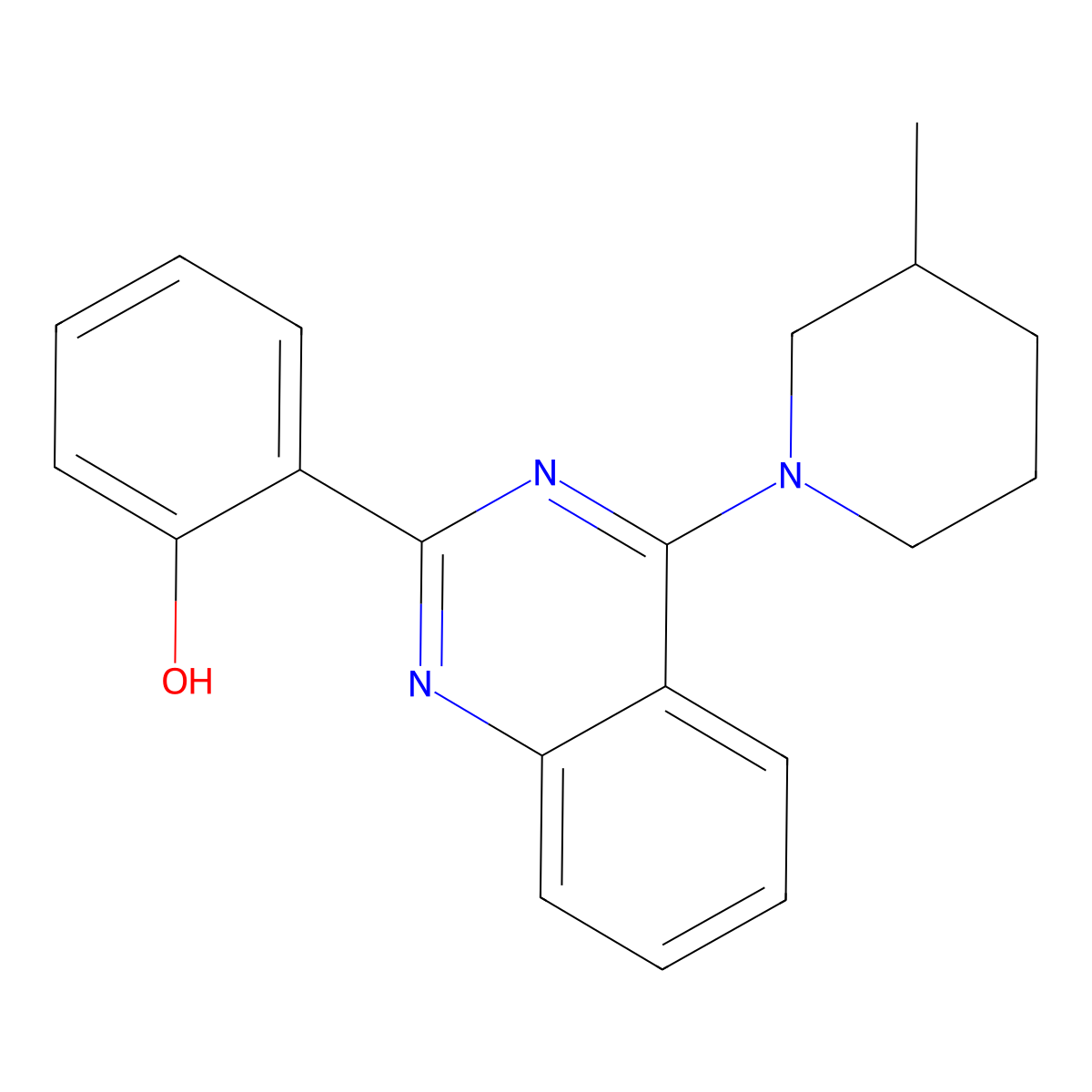 2-[4-(3-Methylpiperidin-1-yl)quinazolin-2-yl]phenol molecular structure, CAS 442653-02-3