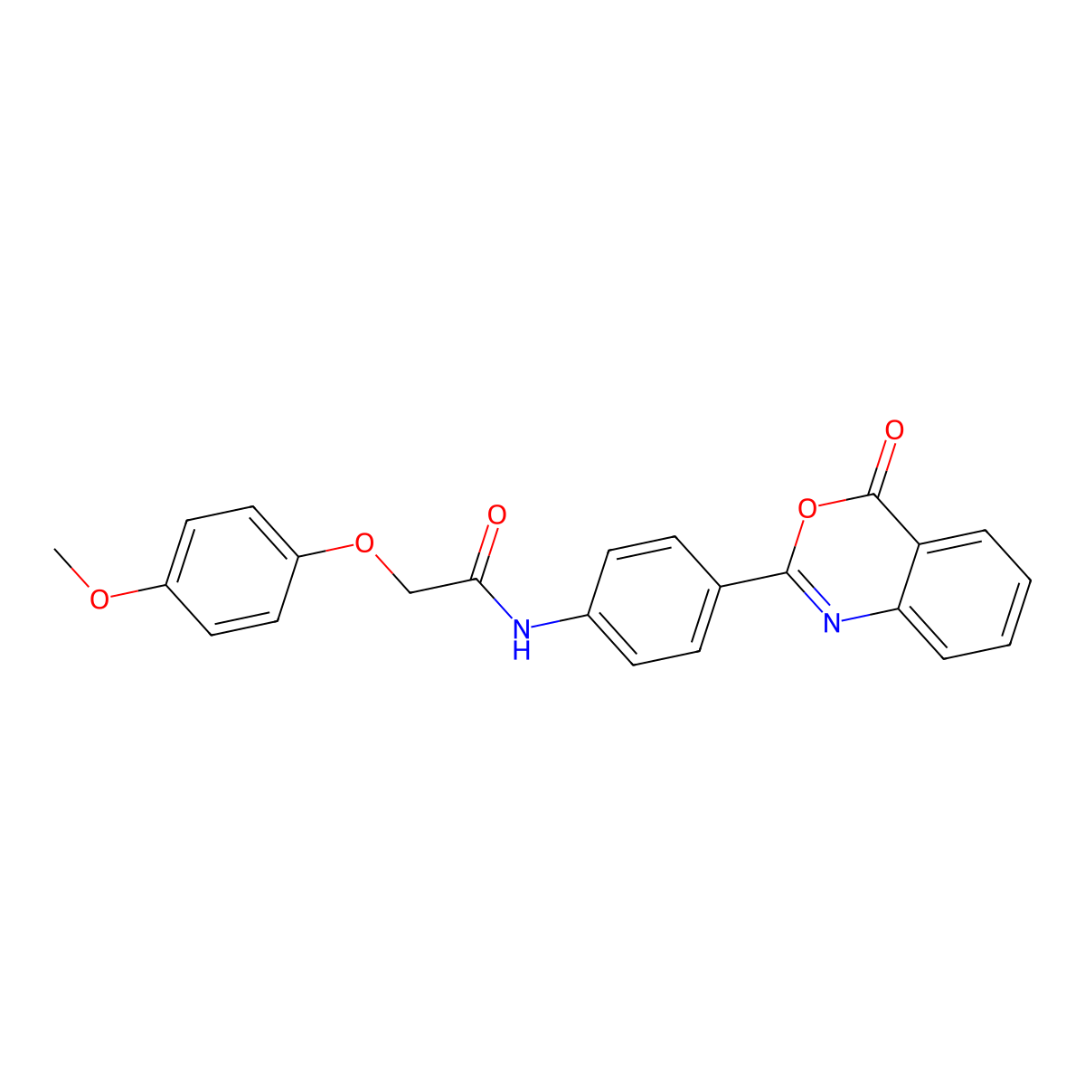 2-(4-methoxyphenoxy)-N-[4-(4-oxo-4H-3,1-benzoxazin-2-yl)phenyl]acetamide molecular structure, CAS 442653-53-4
