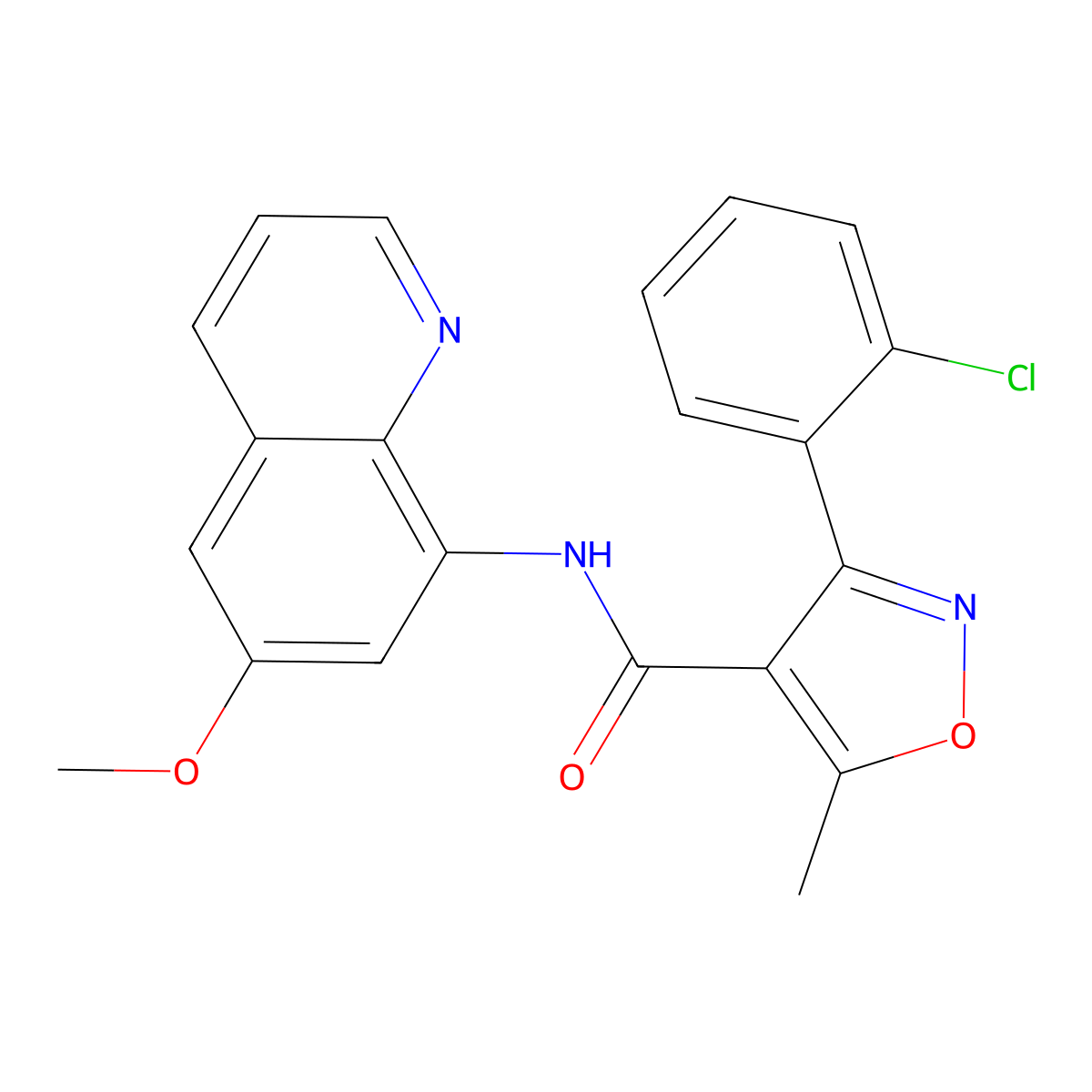 3-(2-chlorophenyl)-N-(6-methoxyquinolin-8-yl)-5-methyl-1,2-oxazole-4-carboxamide molecular structure, CAS 442653-66-9