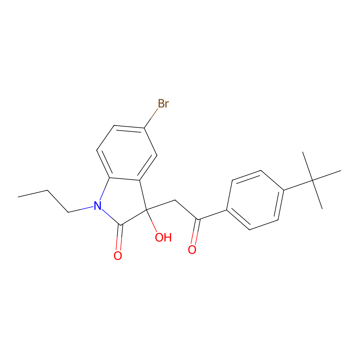 5-bromo-3-[2-(4-tert-butylphenyl)-2-oxoethyl]-3-hydroxy-1-propyl-1,3-dihydro-2H-indol-2-one molecular structure, CAS 442653-95-4