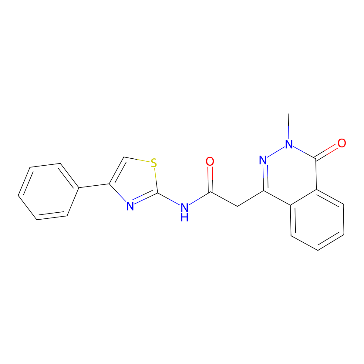 2-(3-methyl-4-oxophthalazin-1-yl)-N-(4-phenyl-1,3-thiazol-2-yl)acetamide molecular structure, CAS 442654-02-6