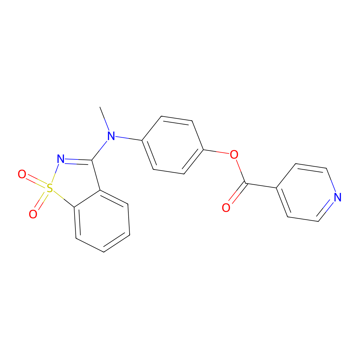 4-[(1,1-Dioxido-1,2-benzothiazol-3-yl)(methyl)amino]phenyl pyridine-4-carboxylate molecular structure, CAS 442654-03-7