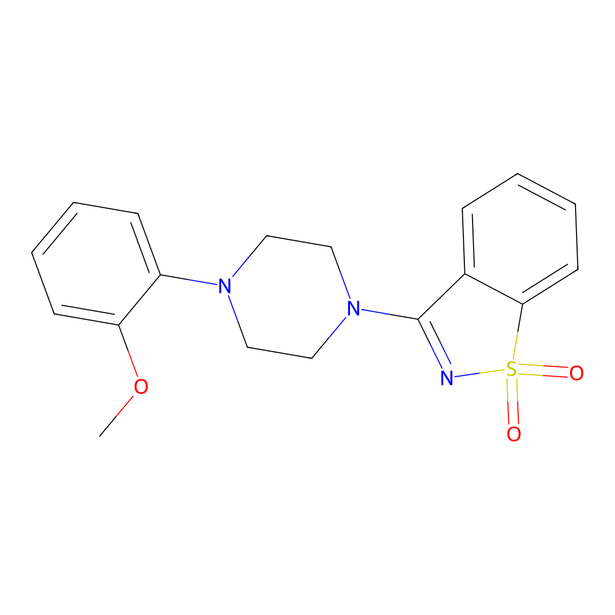 3-[4-(2-Methoxyphenyl)piperazin-1-yl]-1,2-benzothiazole 1,1-dioxide molecular structure, CAS 442654-08-2