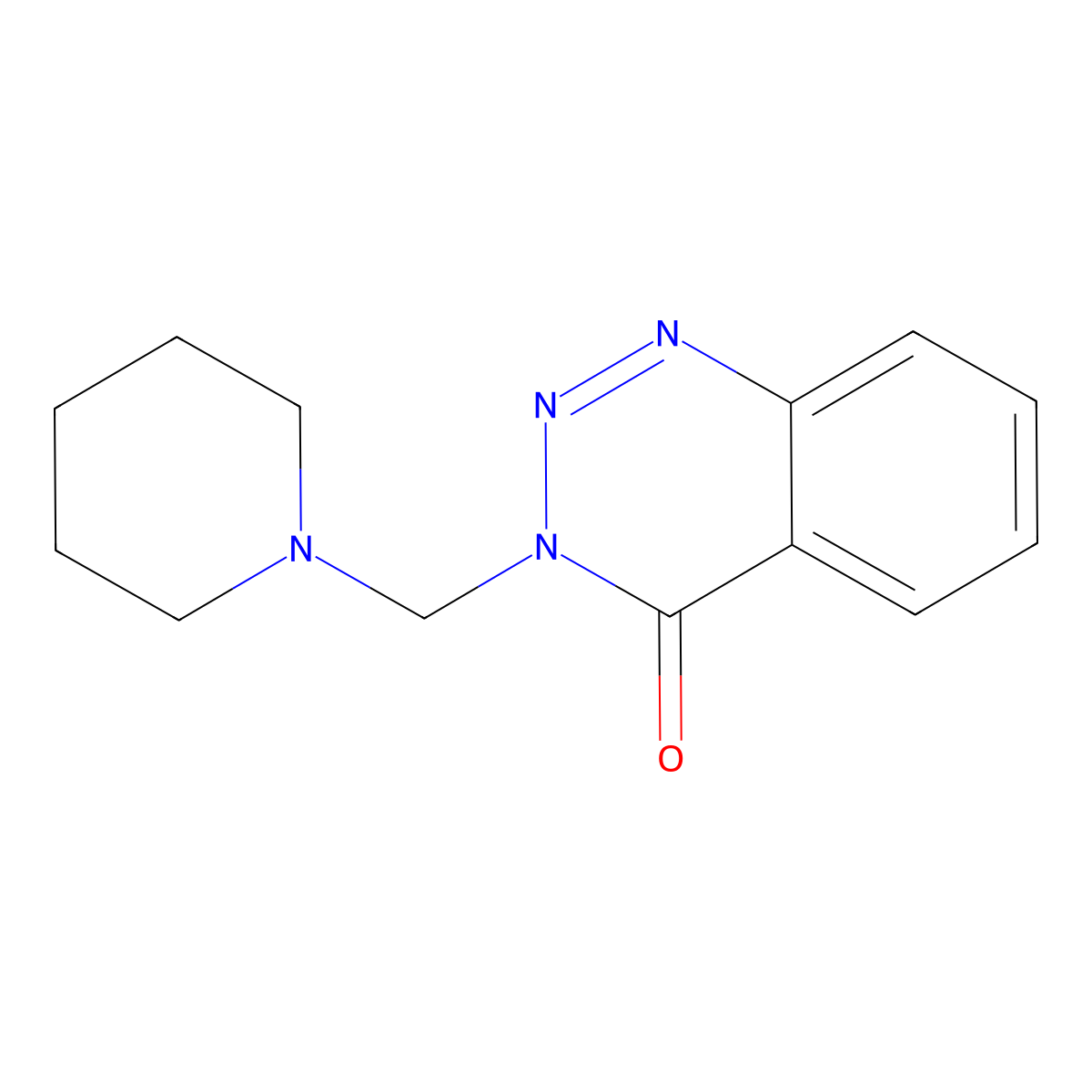 3-(piperidin-1-ylmethyl)-1,2,3-benzotriazin-4(3H)-one molecular structure, CAS 442654-12-8