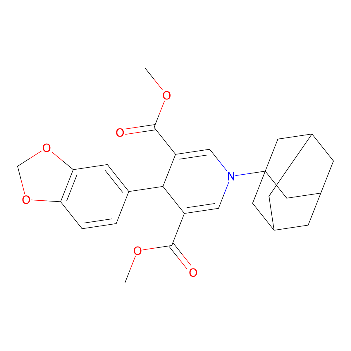 Dimethyl 1-(adamantan-1-yl)-4-(benzo[d][1,3]dioxol-5-yl)-1,4-dihydropyridine-3,5-dicarboxylate molecular structure, CAS 442654-29-7