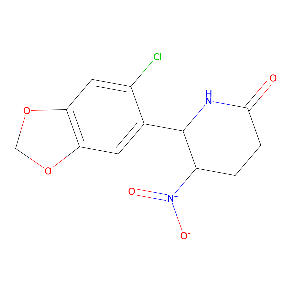 6-(6-Chloro-1,3-benzodioxol-5-yl)-5-nitropiperidin-2-one molecular structure, CAS 442654-32-2