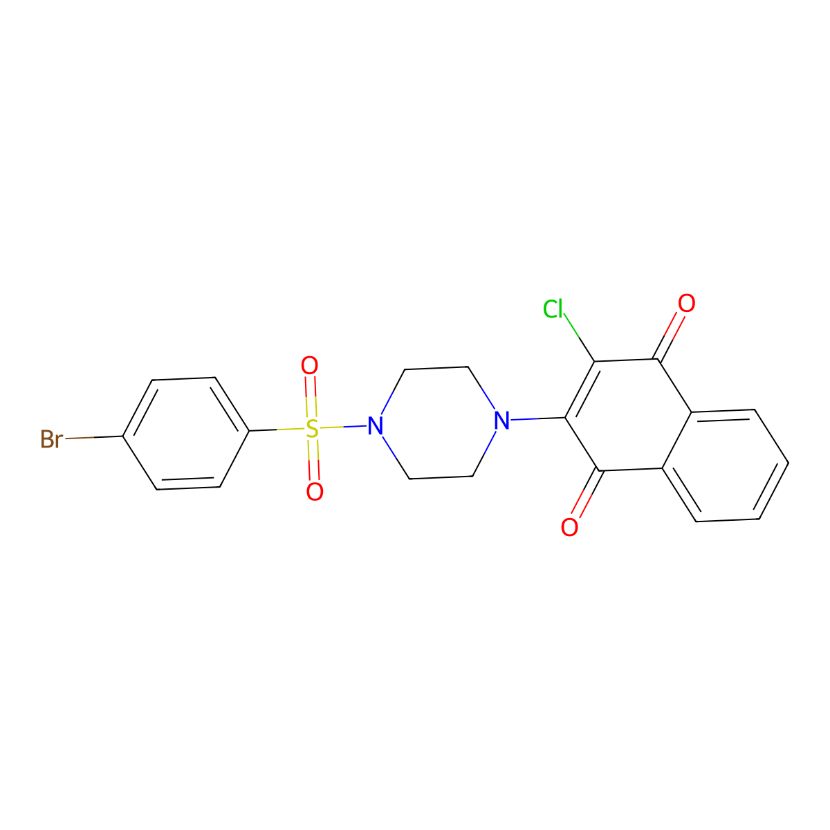 2-[4-(4-Bromophenyl)sulfonylpiperazin-1-yl]-3-chloronaphthalene-1,4-dione molecular structure, CAS 442654-80-0
