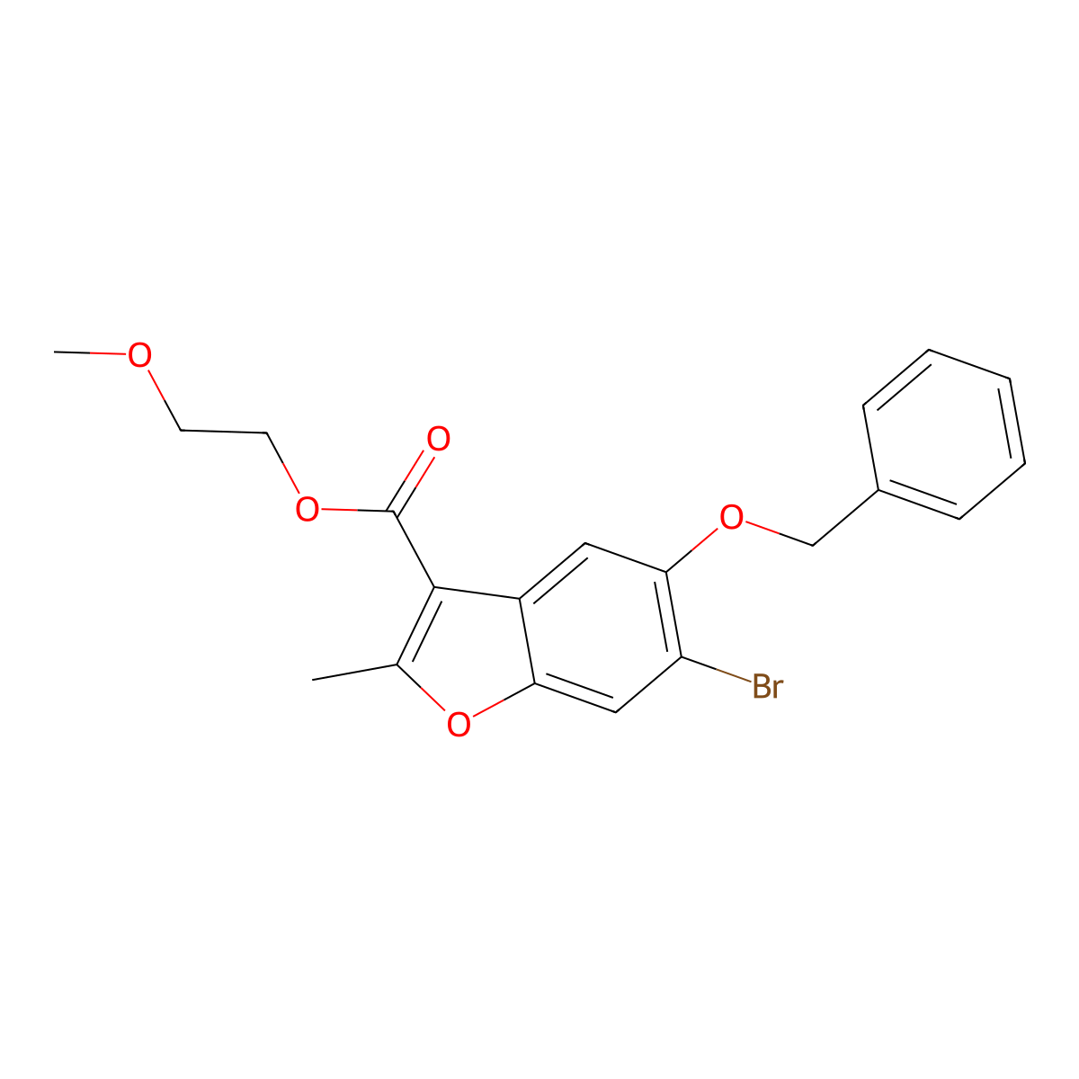 2-Methoxyethyl 5-(benzyloxy)-6-bromo-2-methyl-1-benzofuran-3-carboxylate molecular structure, CAS 442654-83-3