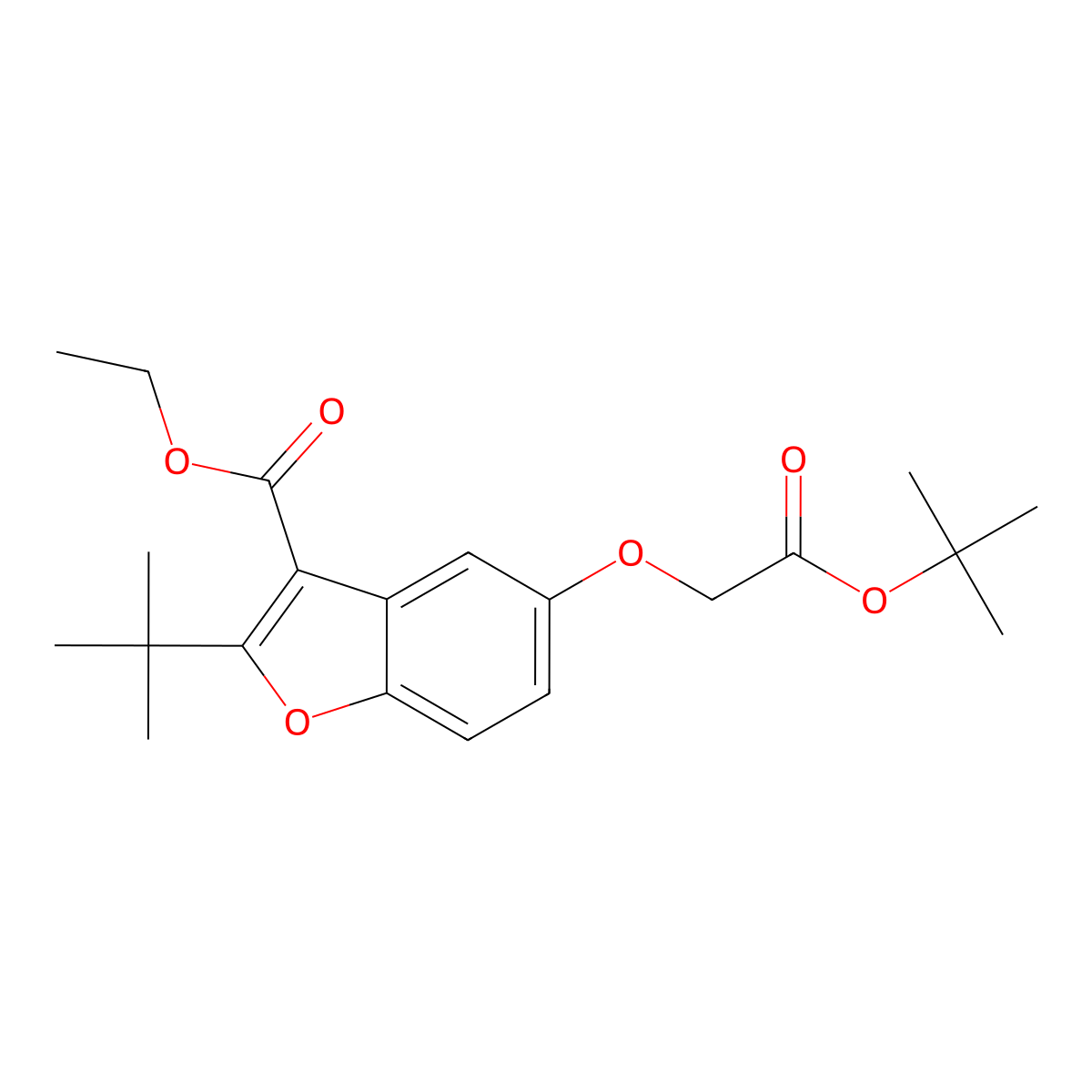 Ethyl 5-[2-(tert-butoxy)-2-oxoethoxy]-2-tert-butyl-1-benzofuran-3-carboxylate molecular structure, CAS 442654-87-7