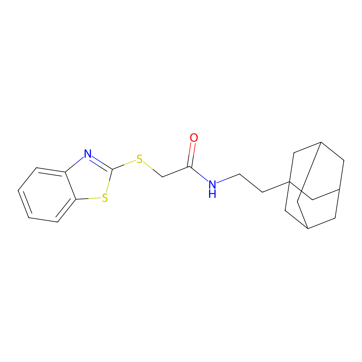 N-[2-(1-adamantyl)ethyl]-2-(1,3-benzothiazol-2-ylsulfanyl)acetamide molecular structure, CAS 442655-75-6
