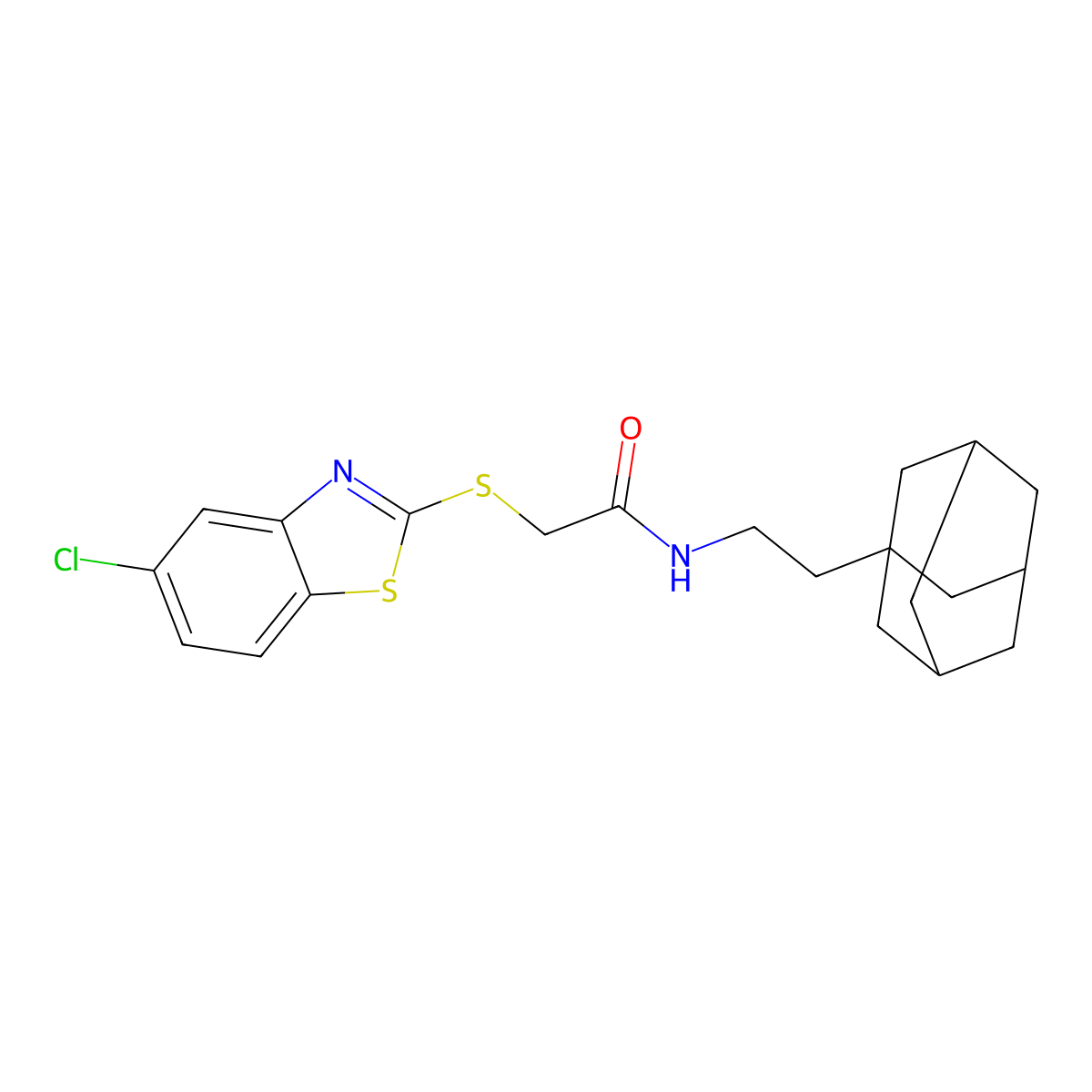 N-[2-(1-adamantyl)ethyl]-2-[(5-chloro-1,3-benzothiazol-2-yl)sulfanyl]acetamide molecular structure, CAS 442655-76-7