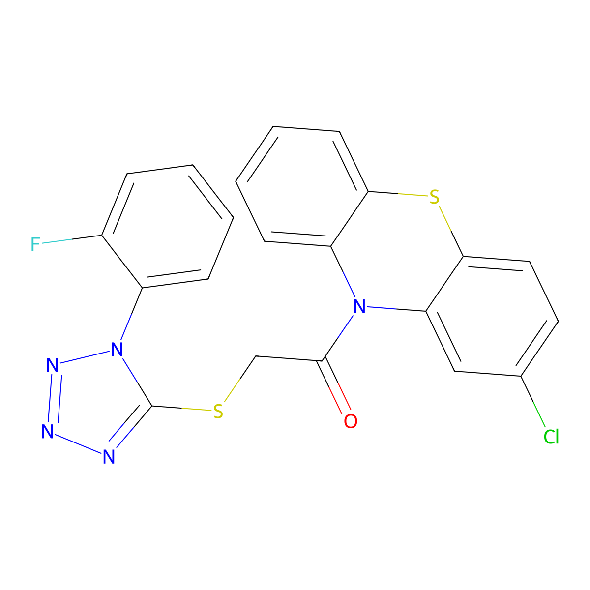 1-(2-Chlorophenothiazin-10-yl)-2-[1-(2-fluorophenyl)tetrazol-5-yl]sulfanylethanone molecular structure, CAS 442656-01-1