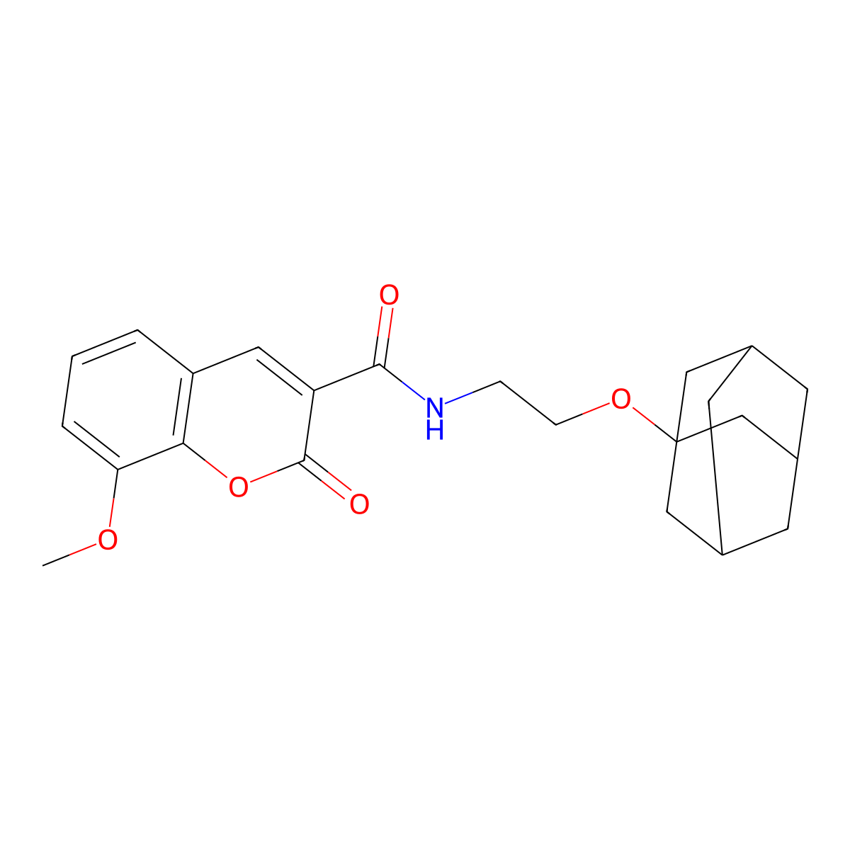 N-[2-(1-adamantyloxy)ethyl]-8-methoxy-2-oxochromene-3-carboxamide molecular structure, CAS 442657-84-3