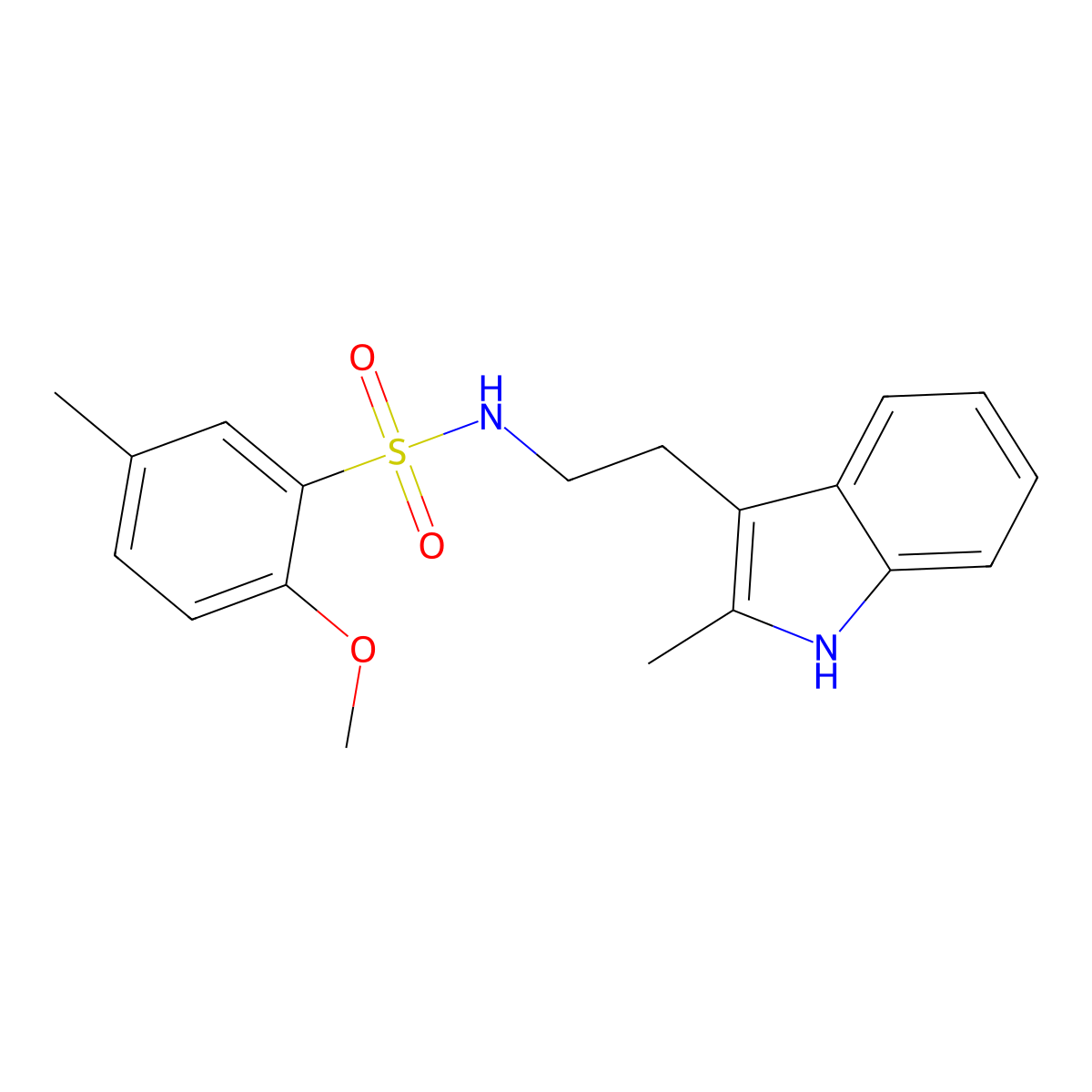 2-methoxy-5-methyl-N-[2-(2-methyl-1H-indol-3-yl)ethyl]benzenesulfonamide molecular structure, CAS 442657-92-3