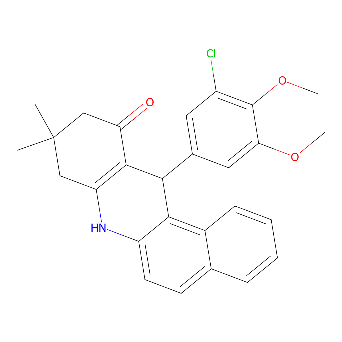 12-(3-Chloro-4,5-dimethoxyphenyl)-9,9-dimethyl-7,8,10,12-tetrahydrobenzo[a]acridin-11-one molecular structure, CAS 442658-09-5