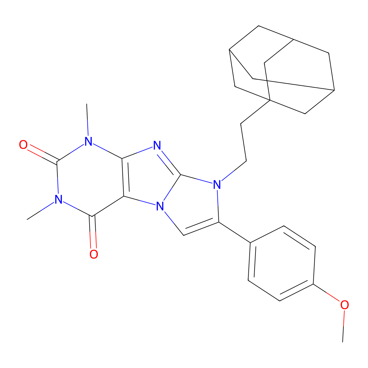 6-[2-(1-Adamantyl)ethyl]-7-(4-methoxyphenyl)-2,4-dimethylpurino[7,8-a]imidazole-1,3-dione molecular structure, CAS 442658-29-9