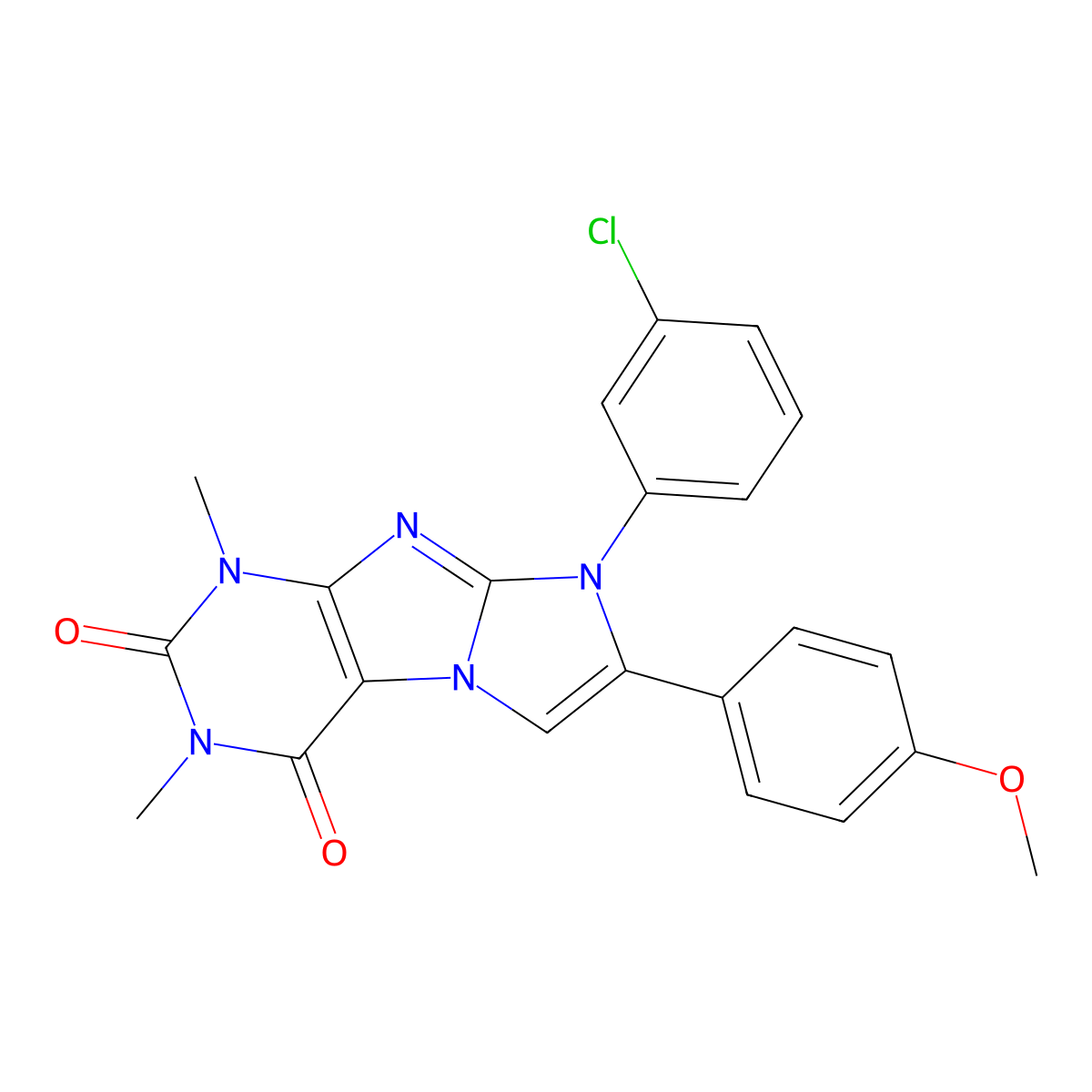 6-(3-Chlorophenyl)-7-(4-methoxyphenyl)-2,4-dimethylpurino[7,8-a]imidazole-1,3-dione molecular structure, CAS 442658-30-2