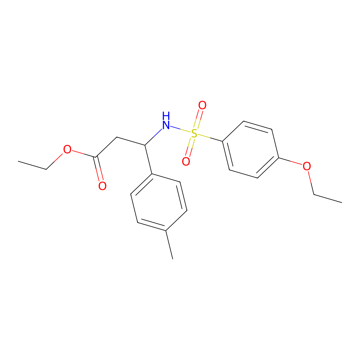 Ethyl 3-{[(4-ethoxyphenyl)sulfonyl]amino}-3-(4-methylphenyl)propanoate molecular structure, CAS 442658-73-3