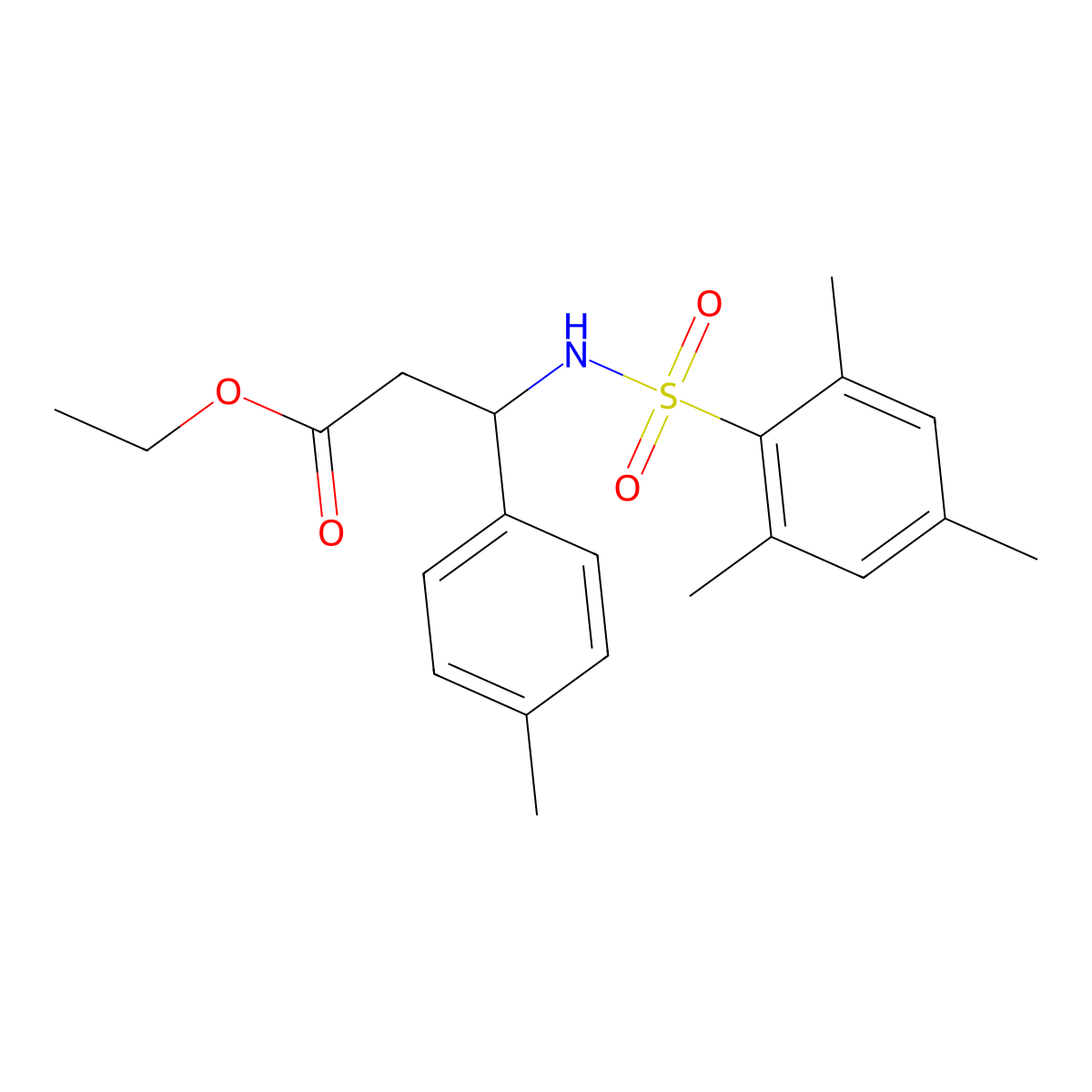 Ethyl 3-[(mesitylsulfonyl)amino]-3-(4-methylphenyl)propanoate molecular structure, CAS 442658-76-6