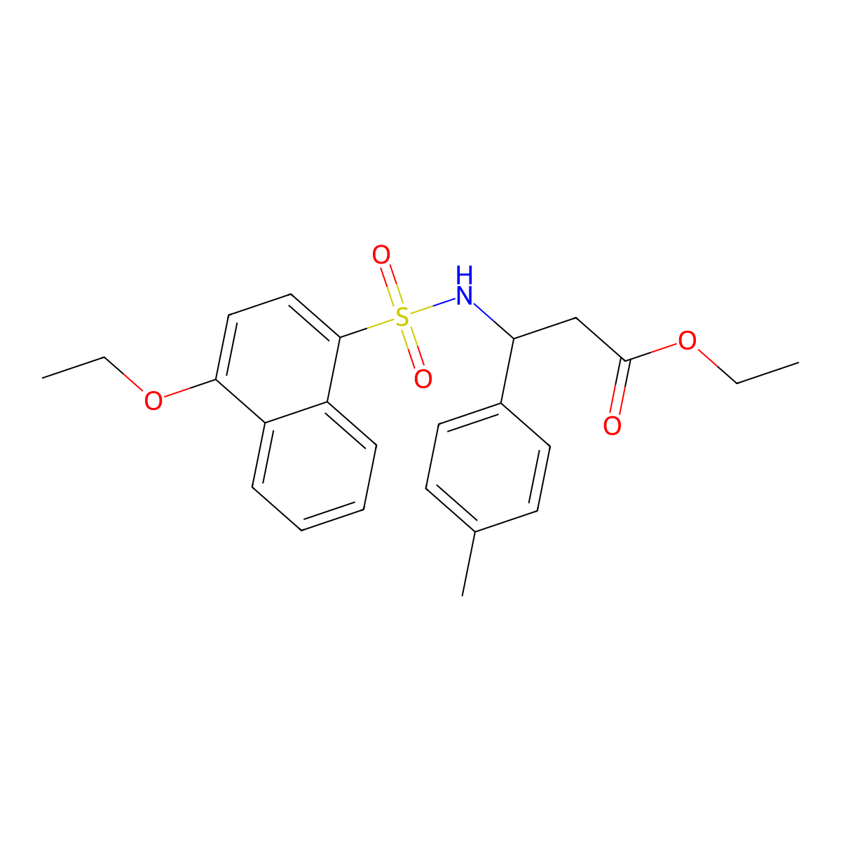 Ethyl 3-{[(4-ethoxynaphthyl)sulfonyl]amino}-3-(4-methylphenyl)propanoate molecular structure, CAS 442658-81-3