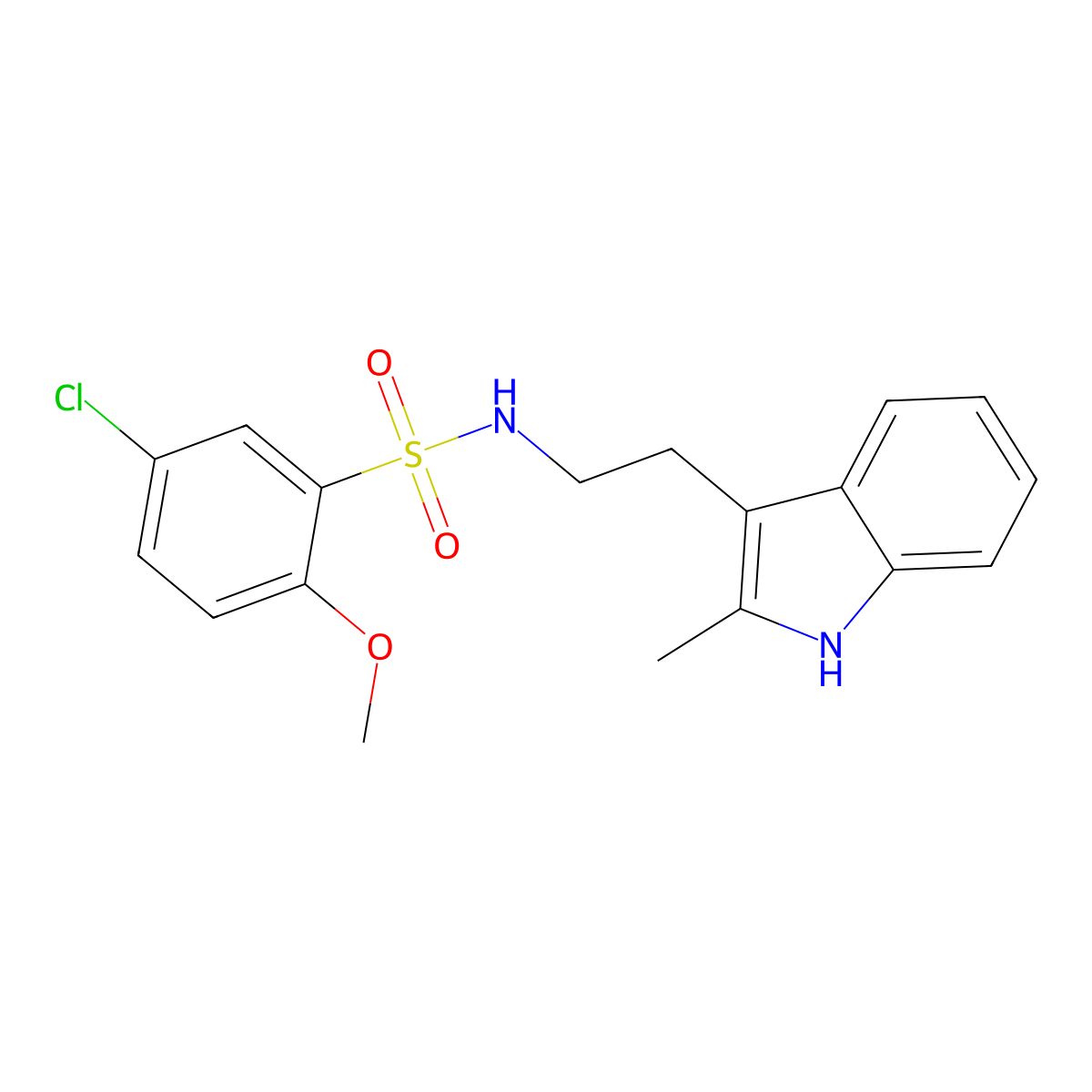 5-chloro-2-methoxy-N-[2-(2-methyl-1H-indol-3-yl)ethyl]benzenesulfonamide molecular structure, CAS 442658-95-9