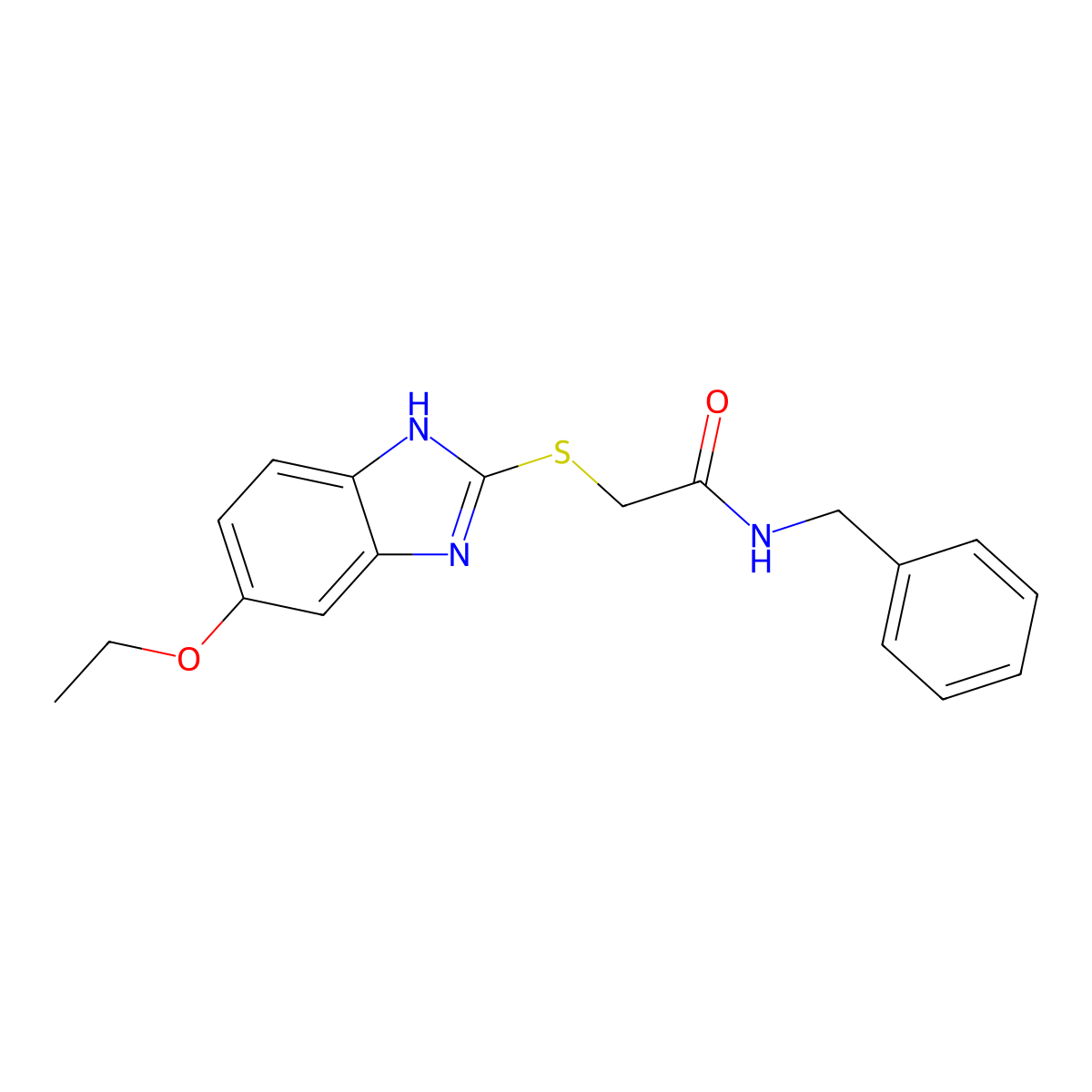 N-benzyl-2-[(6-ethoxy-1H-benzimidazol-2-yl)sulfanyl]acetamide molecular structure, CAS 442658-98-2