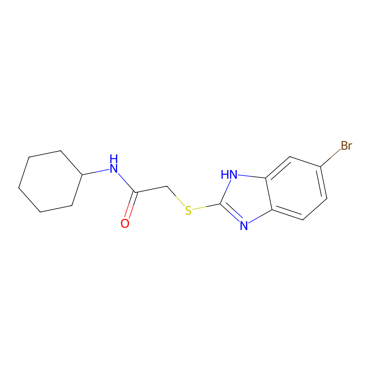 2-[(6-bromo-1H-benzimidazol-2-yl)sulfanyl]-N-cyclohexylacetamide molecular structure, CAS 442659-28-1