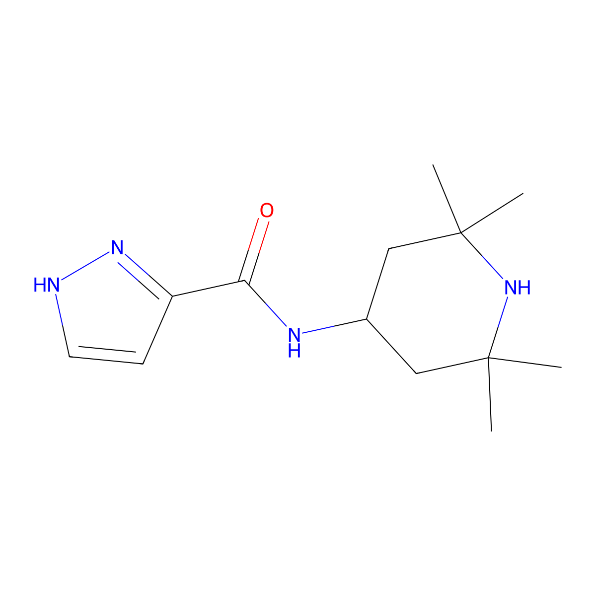 N-(2,2,6,6-tetramethylpiperidin-4-yl)-1H-pyrazole-3-carboxamide molecular structure, CAS 442659-34-9
