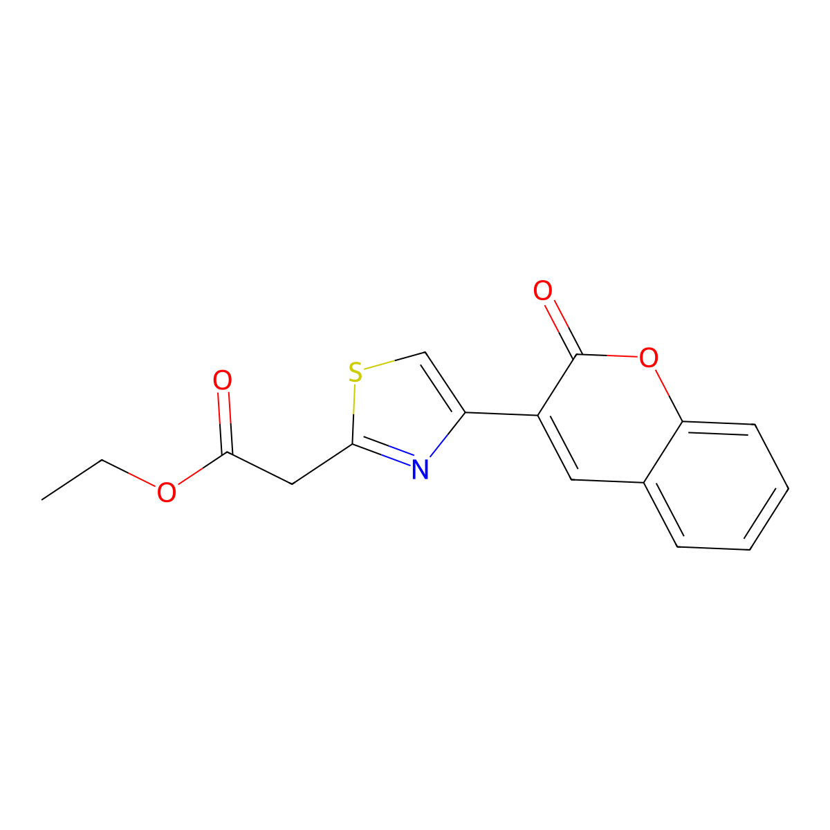 Ethyl 2-[4-(2-oxochromen-3-yl)-1,3-thiazol-2-yl]acetate molecular structure, CAS 442659-72-5