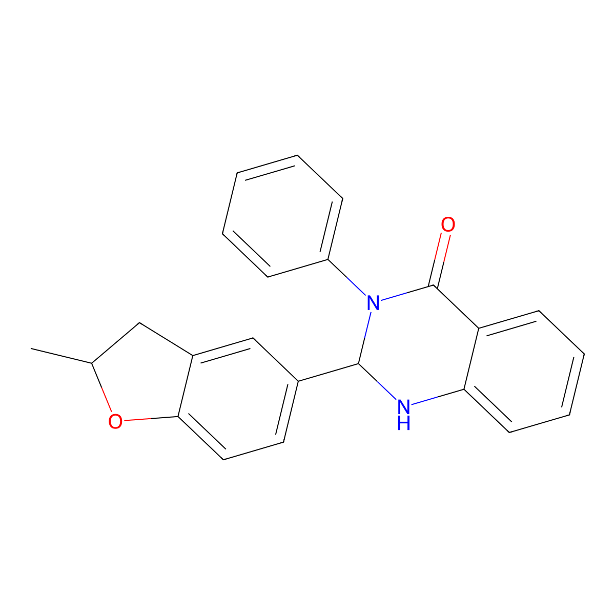 2-(2-Methyl-2,3-dihydro-1-benzofuran-5-yl)-3-phenyl-1,2-dihydroquinazolin-4-one molecular structure, CAS 442659-83-8