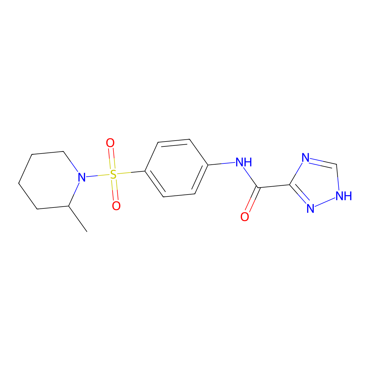 N-[4-(2-methylpiperidin-1-yl)sulfonylphenyl]-1H-1,2,4-triazole-5-carboxamide molecular structure, CAS 442659-92-9