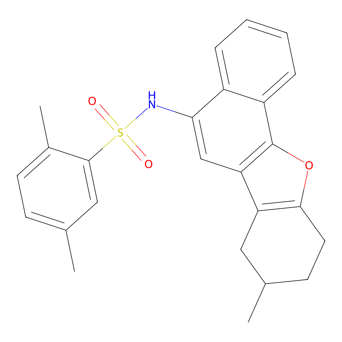2,5-dimethyl-N-(8-methyl-7,8,9,10-tetrahydronaphtho[1,2-b][1]benzofuran-5-yl)benzenesulfonamide molecular structure, CAS 442660-00-6