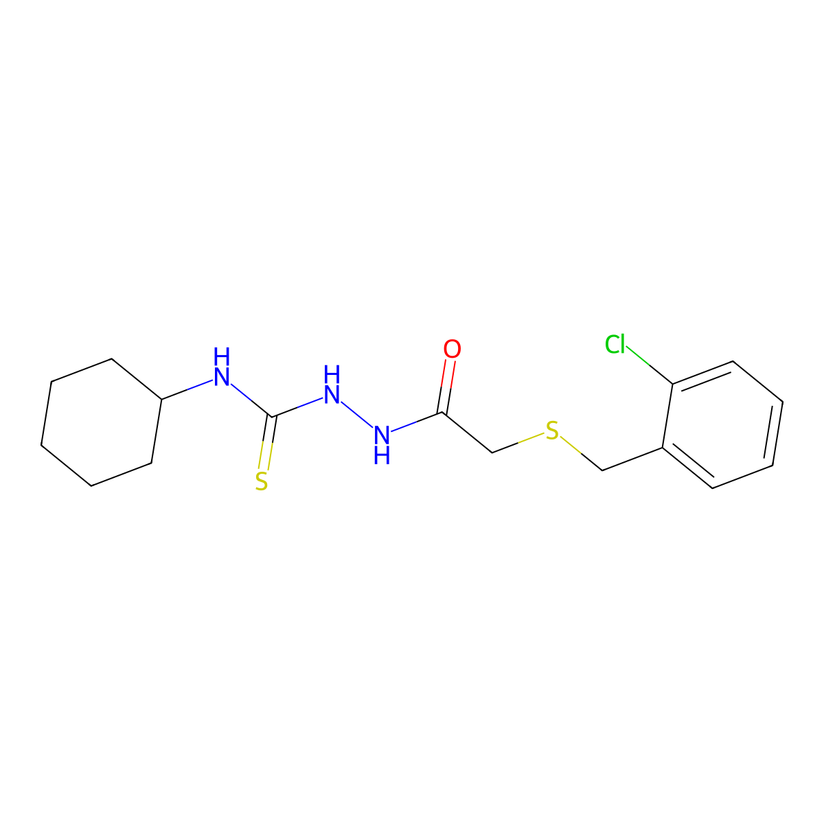2-{[(2-chlorobenzyl)sulfanyl]acetyl}-N-cyclohexylhydrazinecarbothioamide molecular structure, CAS 442660-54-0