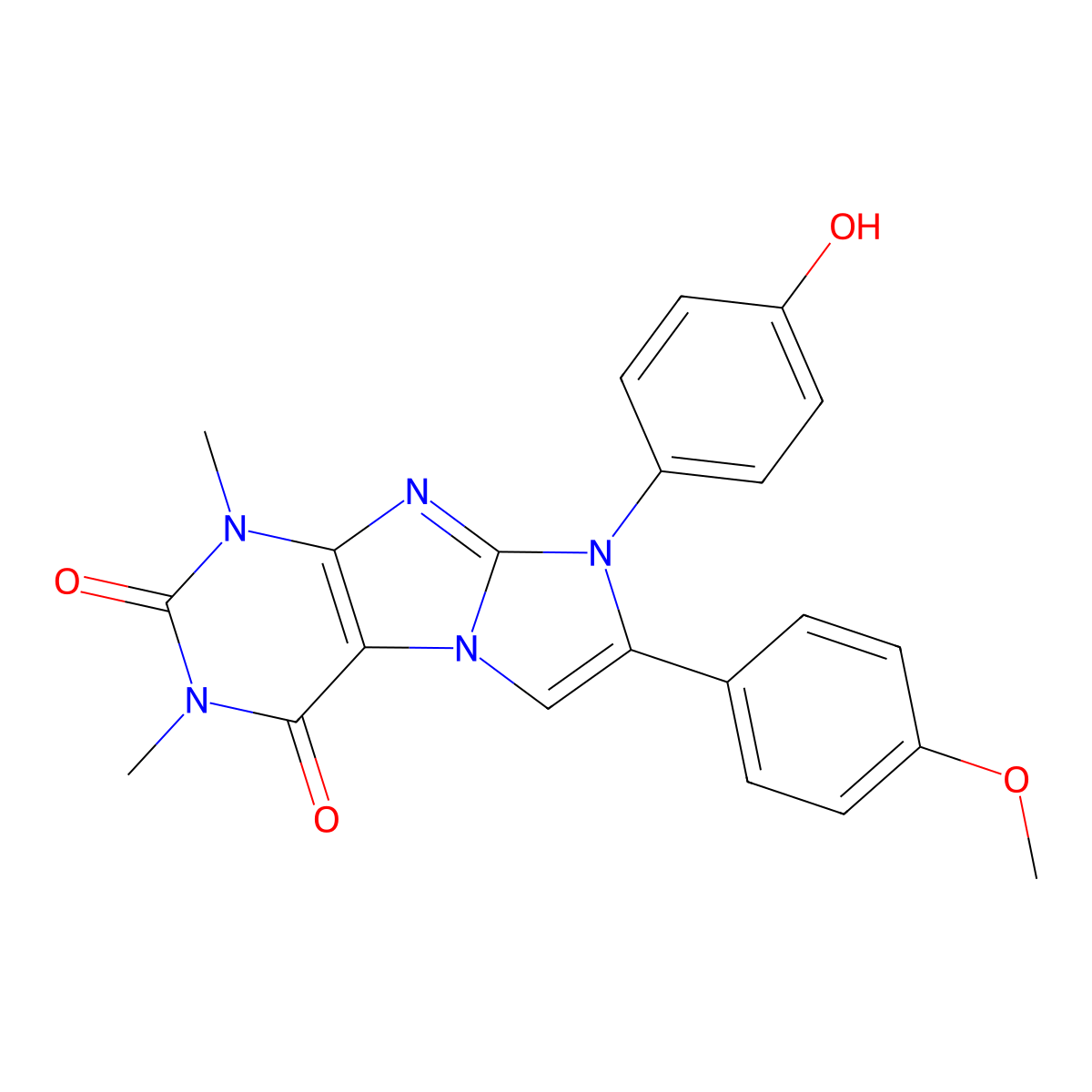 6-(4-Hydroxyphenyl)-7-(4-methoxyphenyl)-2,4-dimethylpurino[7,8-a]imidazole-1,3-dione molecular structure, CAS 442664-99-5