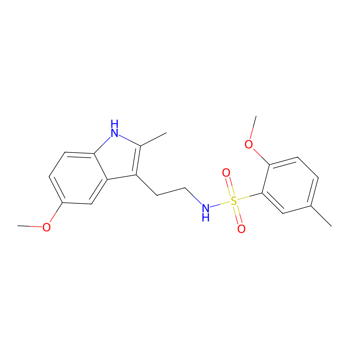 2-methoxy-N-[2-(5-methoxy-2-methyl-1H-indol-3-yl)ethyl]-5-methylbenzenesulfonamide molecular structure, CAS 442666-03-7