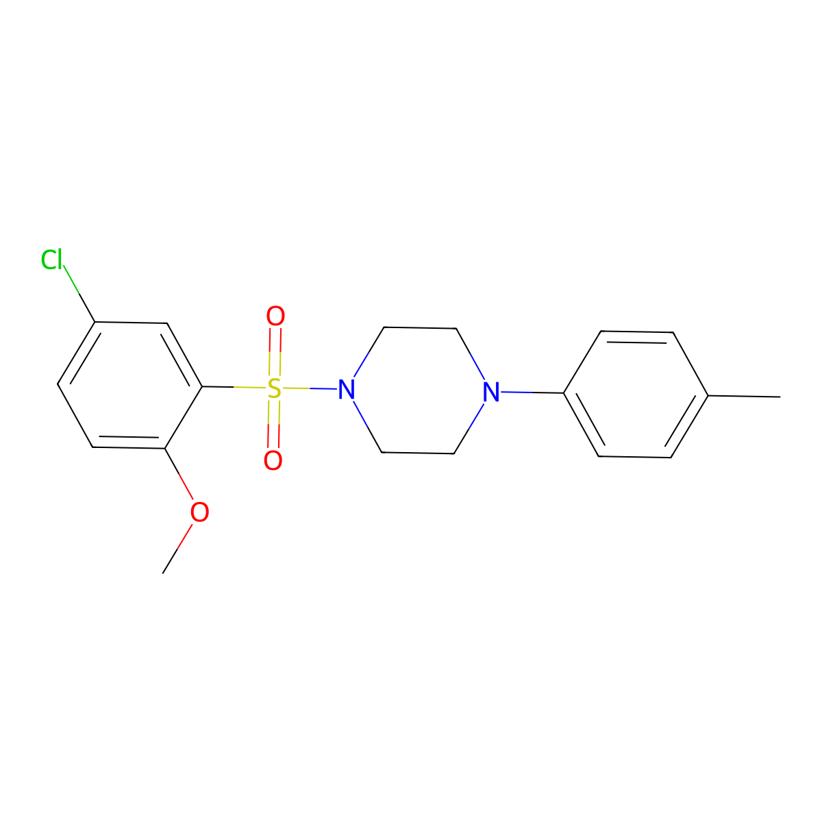 1-(5-Chloro-2-methoxybenzenesulfonyl)-4-(4-methylphenyl)piperazine molecular structure, CAS 442666-11-7