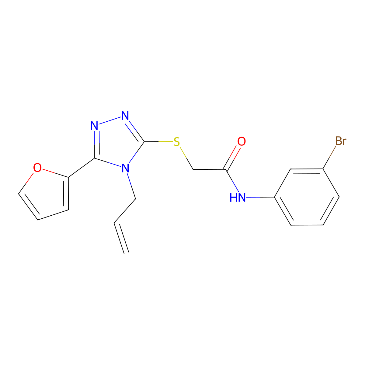 N-(3-bromophenyl)-2-{[5-(furan-2-yl)-4-(prop-2-en-1-yl)-4H-1,2,4-triazol-3-yl]sulfanyl}acetamide molecular structure, CAS 442666-21-9
