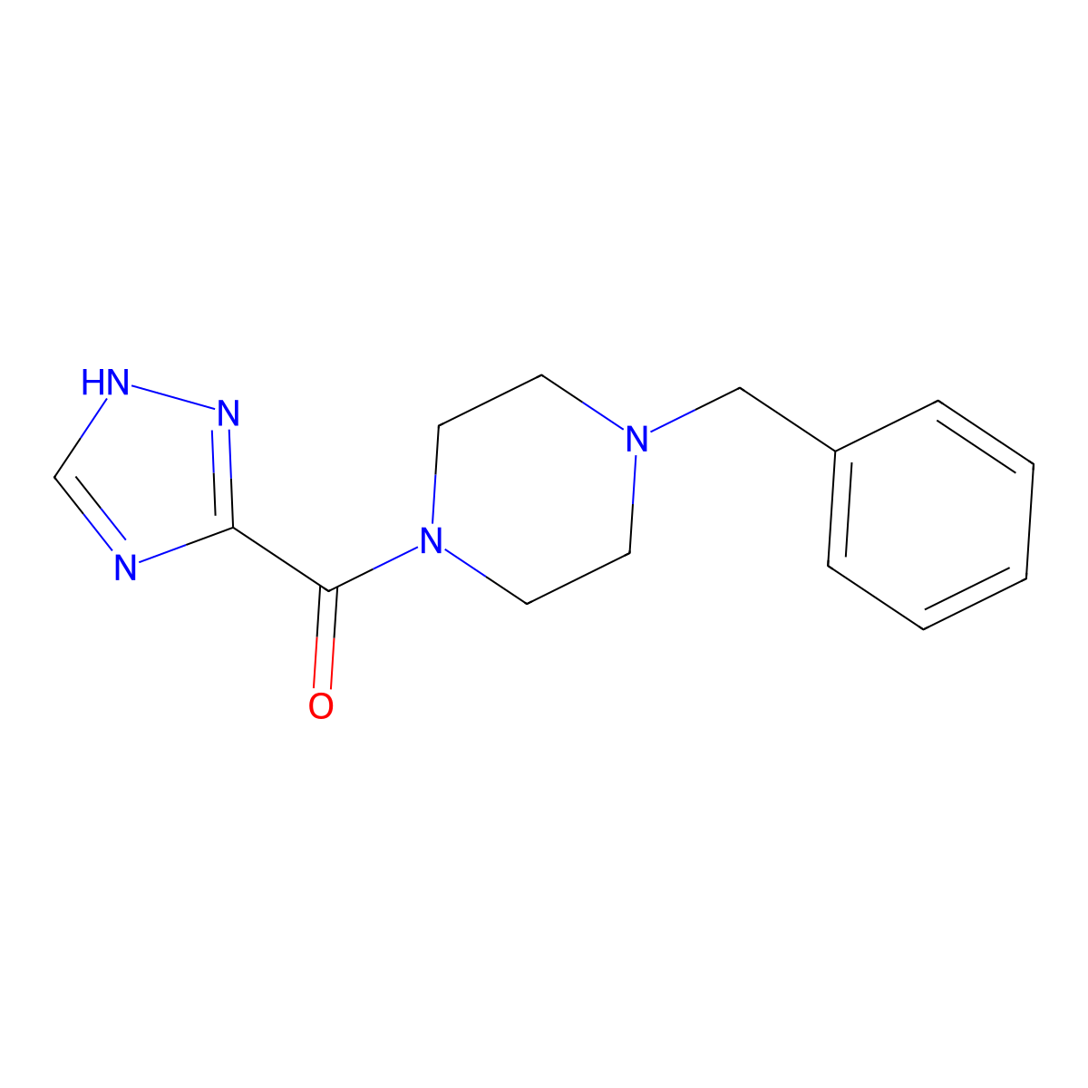 (4-benzylpiperazin-1-yl)-(1H-1,2,4-triazol-5-yl)methanone molecular structure, CAS 442667-16-5