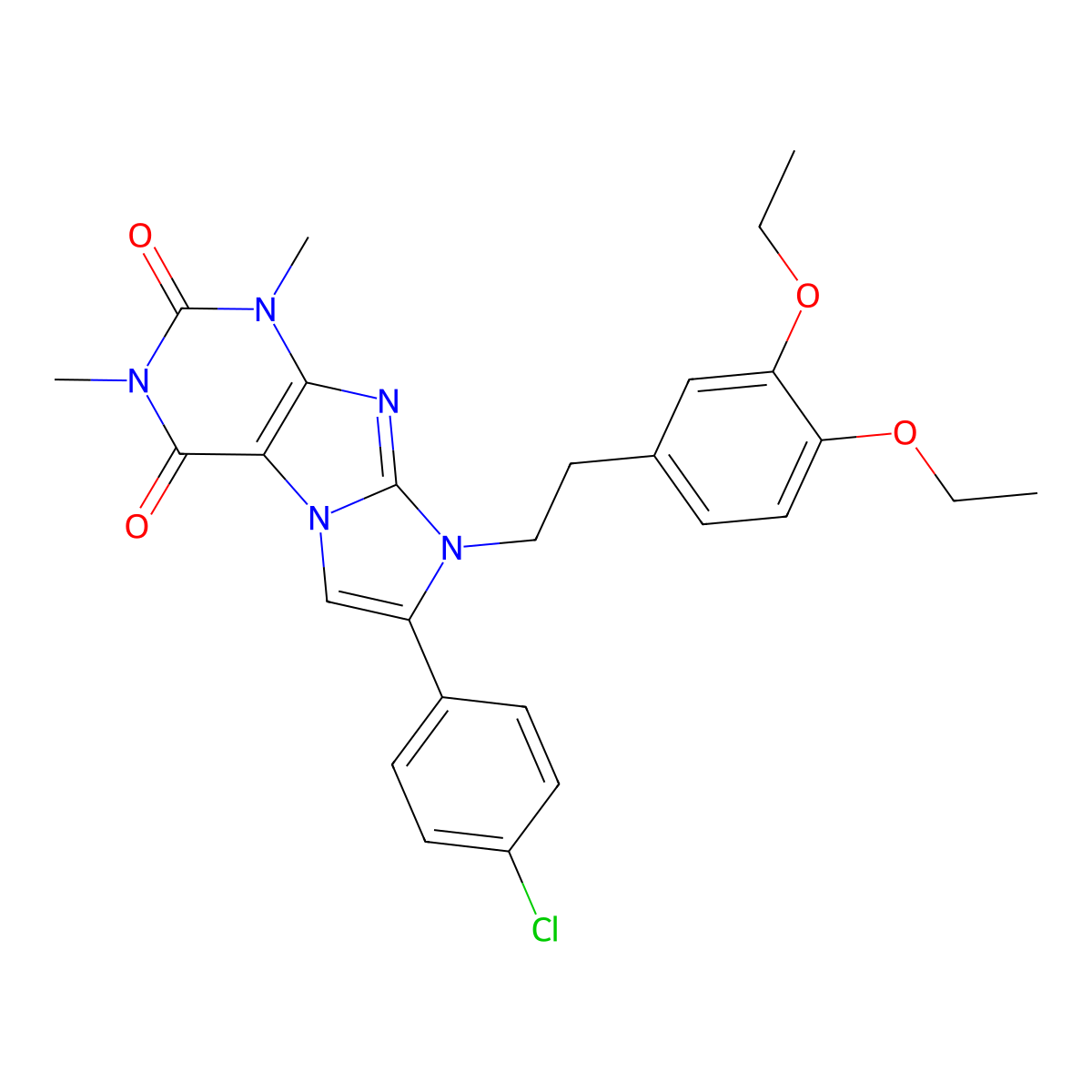 7-(4-Chlorophenyl)-6-[2-(3,4-diethoxyphenyl)ethyl]-2,4-dimethylpurino[7,8-a]imidazole-1,3-dione molecular structure, CAS 442668-97-5