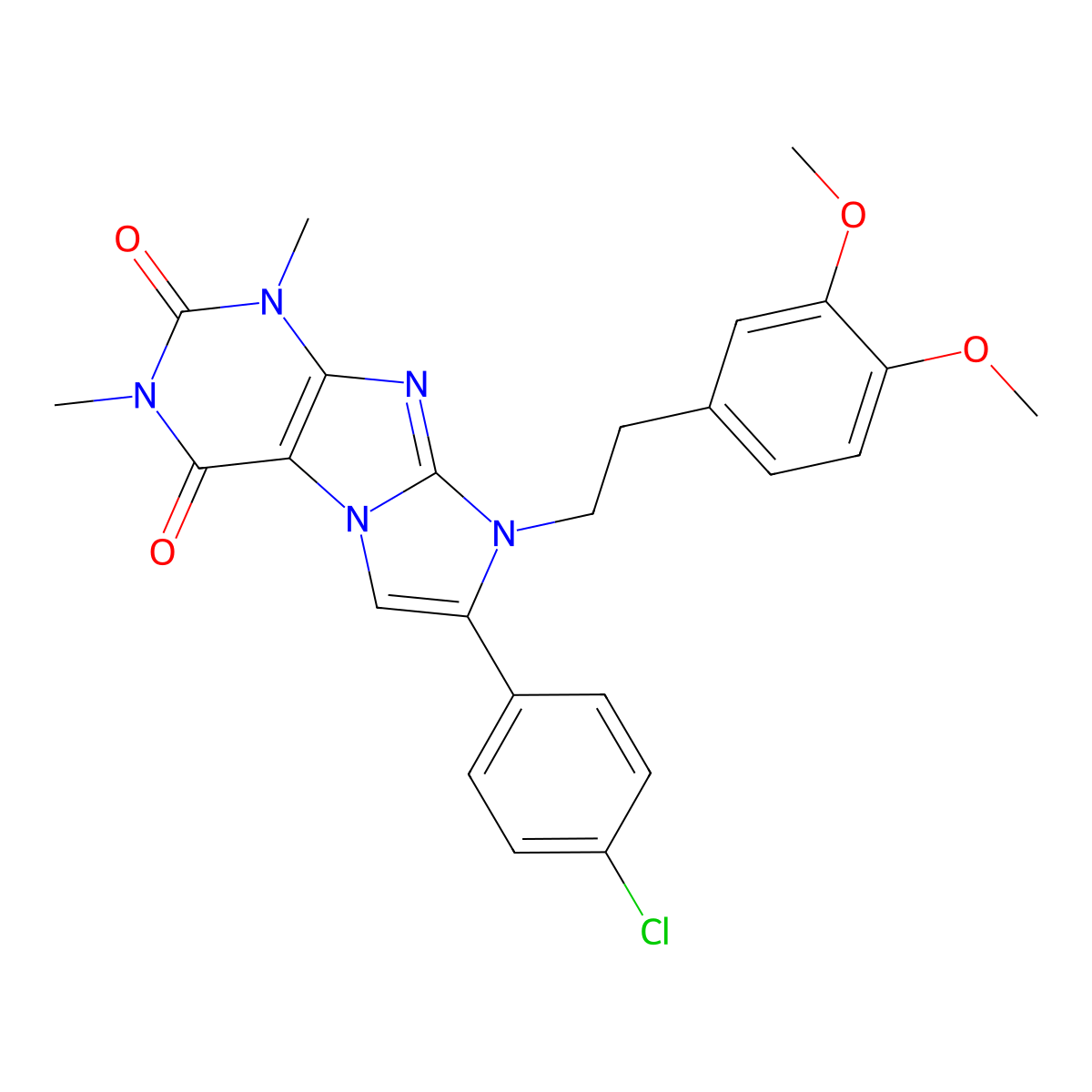 7-(4-Chlorophenyl)-6-[2-(3,4-dimethoxyphenyl)ethyl]-2,4-dimethylpurino[7,8-a]imidazole-1,3-dione molecular structure, CAS 442668-98-6