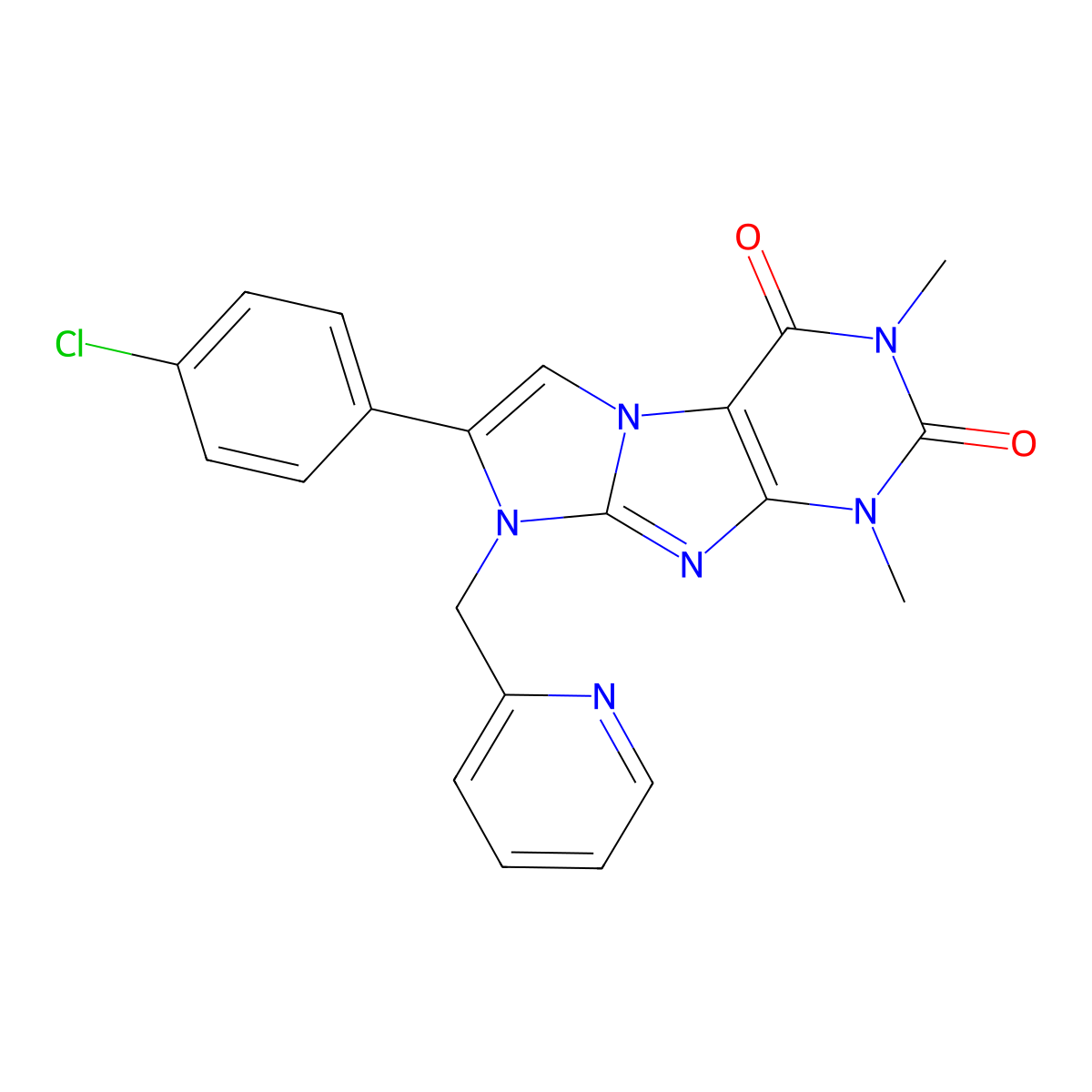 7-(4-Chlorophenyl)-2,4-dimethyl-6-(pyridin-2-ylmethyl)purino[7,8-a]imidazole-1,3-dione molecular structure, CAS 442669-06-9