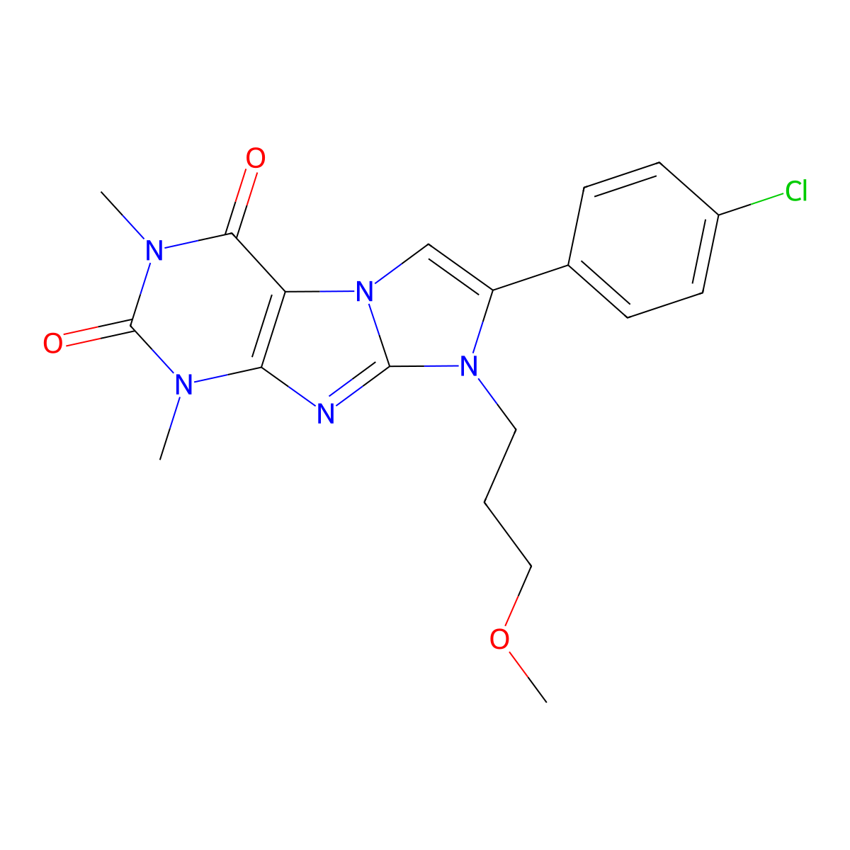 7-(4-Chlorophenyl)-6-(3-methoxypropyl)-2,4-dimethylpurino[7,8-a]imidazole-1,3-dione molecular structure, CAS 442669-07-0