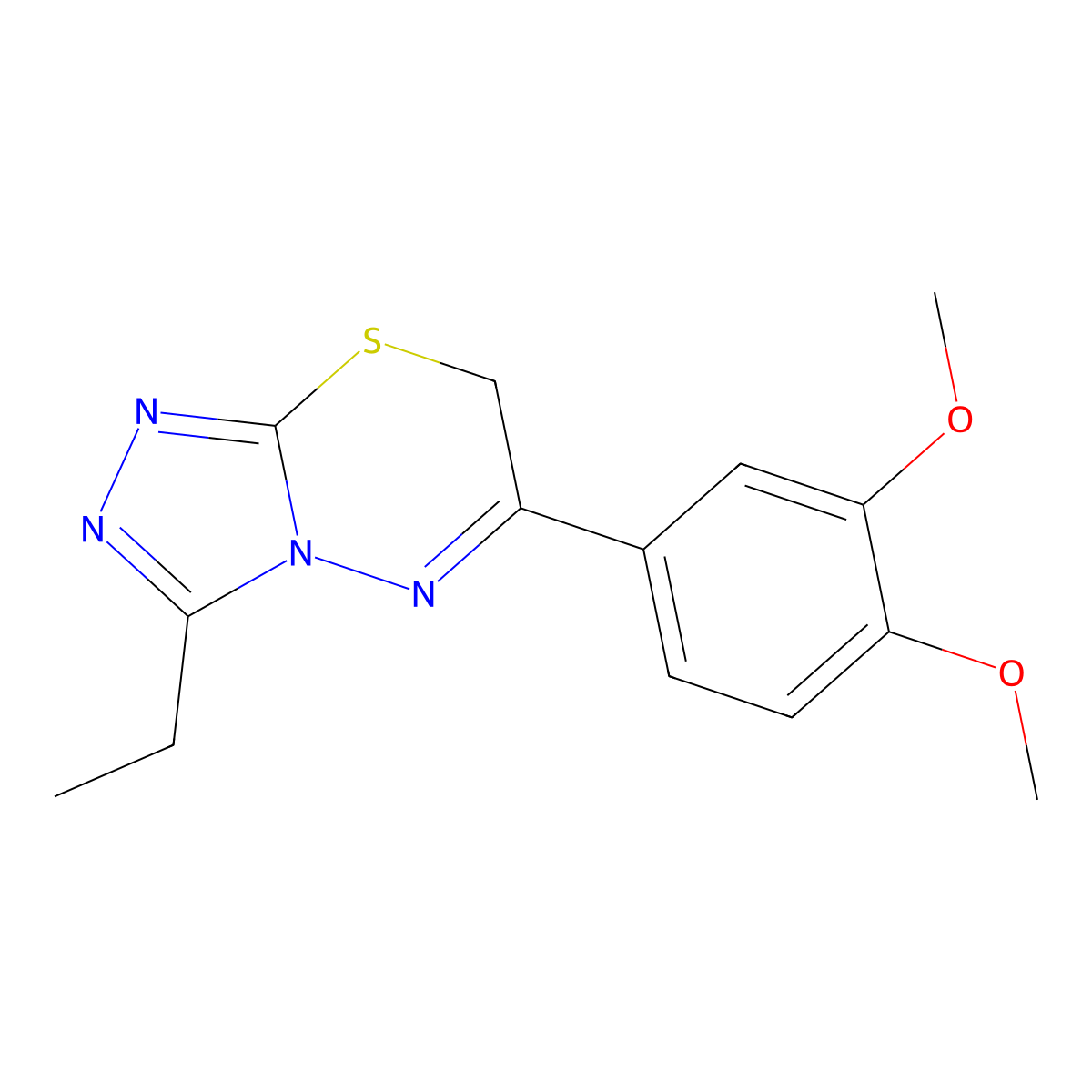 6-(3,4-dimethoxyphenyl)-3-ethyl-7H-[1,2,4]triazolo[3,4-b][1,3,4]thiadiazine molecular structure, CAS 442669-13-8