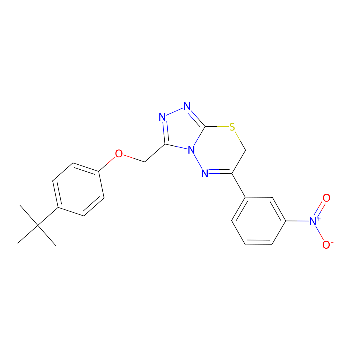 3-[(4-tert-butylphenoxy)methyl]-6-(3-nitrophenyl)-7H-[1,2,4]triazolo[3,4-b][1,3,4]thiadiazine molecular structure, CAS 442669-15-0