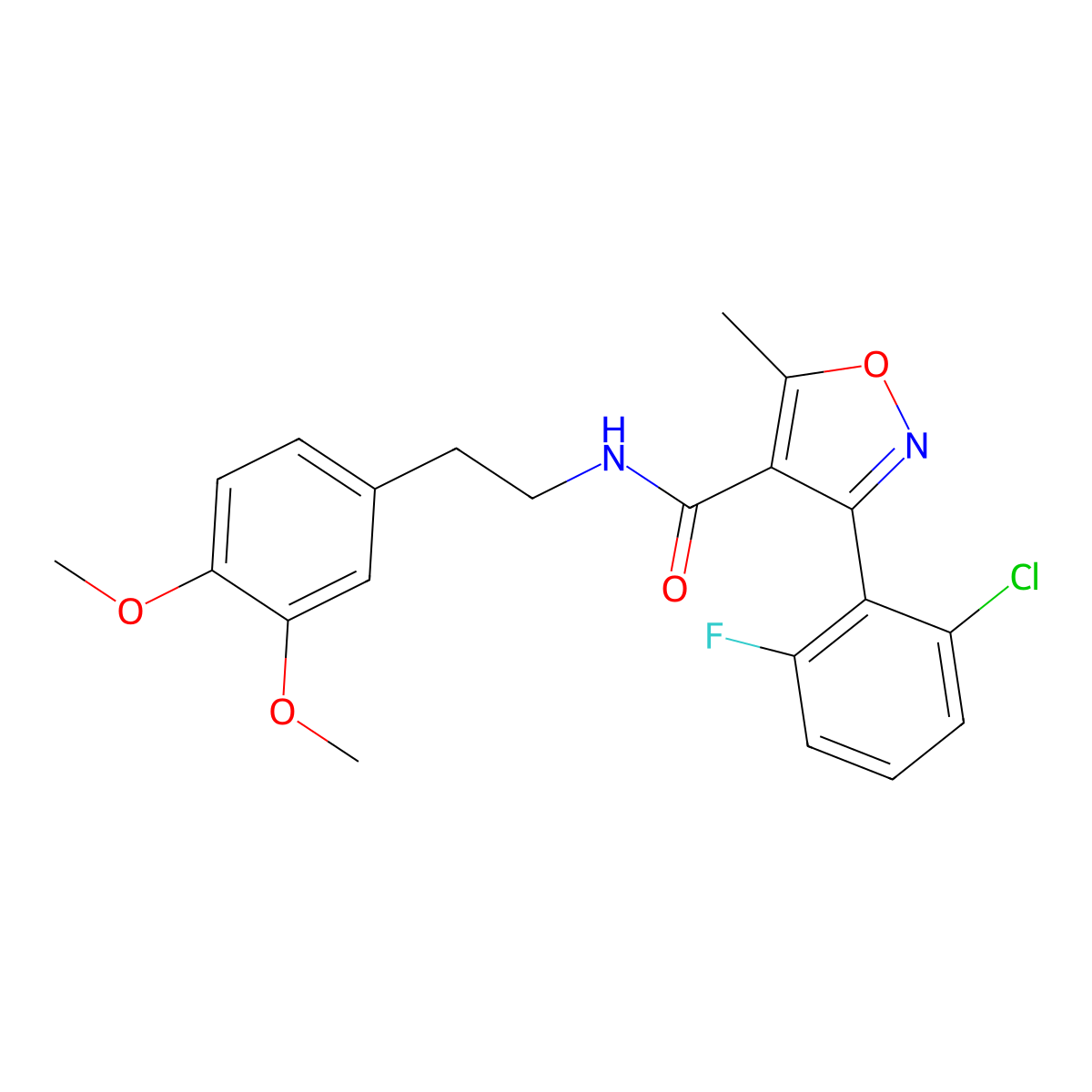 3-(2-chloro-6-fluorophenyl)-N-[2-(3,4-dimethoxyphenyl)ethyl]-5-methyl-1,2-oxazole-4-carboxamide molecular structure, CAS 442669-17-2