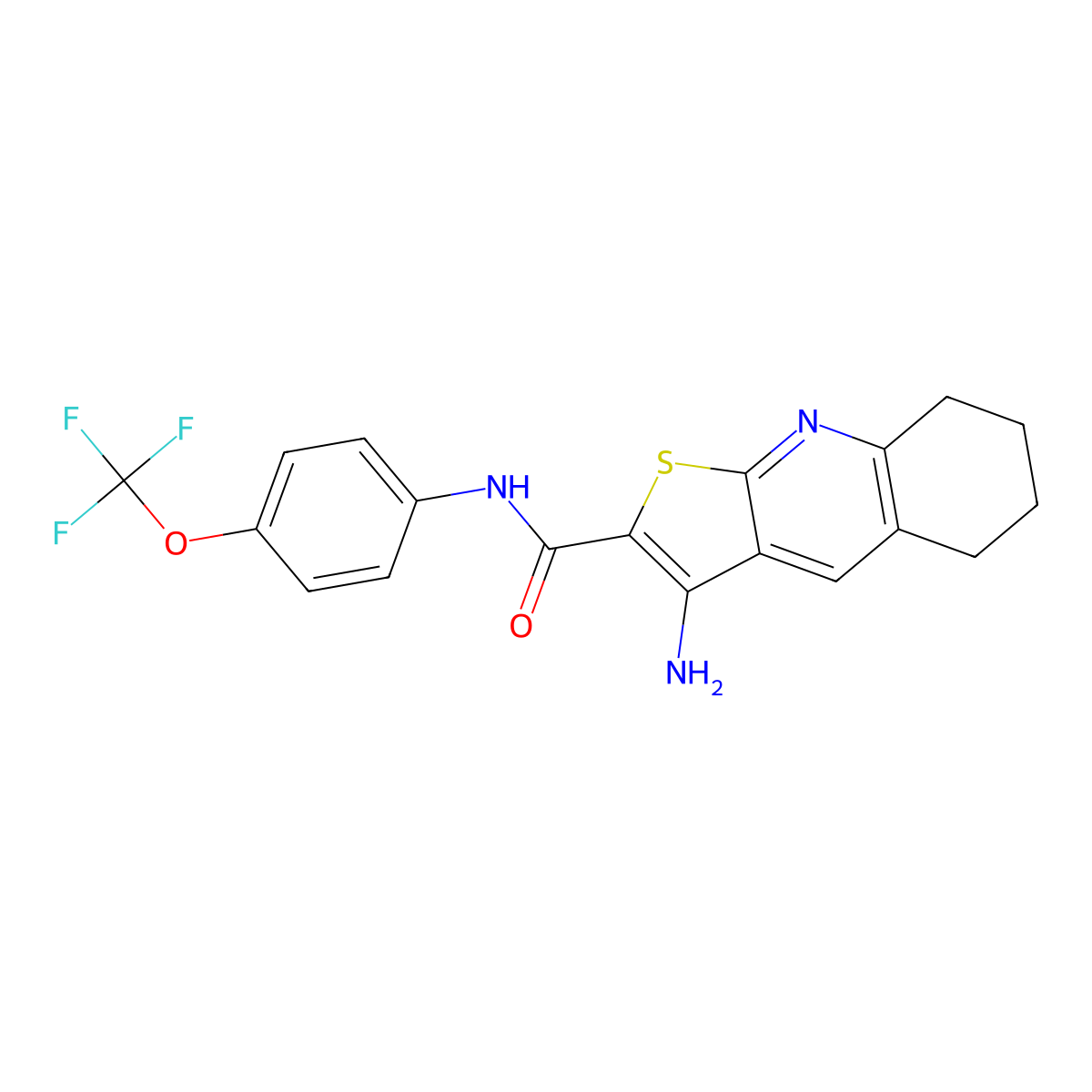 3-amino-N-[4-(trifluoromethoxy)phenyl]-5,6,7,8-tetrahydrothieno[2,3-b]quinoline-2-carboxamide molecular structure, CAS 442669-37-6