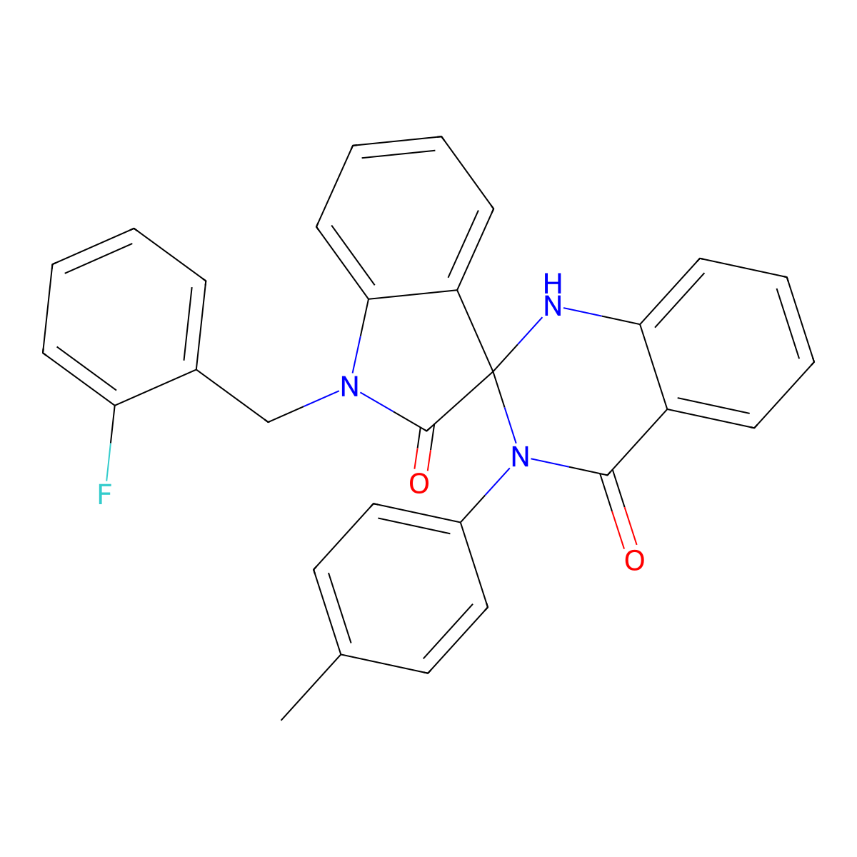 1'-[(2-fluorophenyl)methyl]-3-(4-methylphenyl)spiro[1H-quinazoline-2,3'-indole]-2',4-dione molecular structure, CAS 442671-18-3