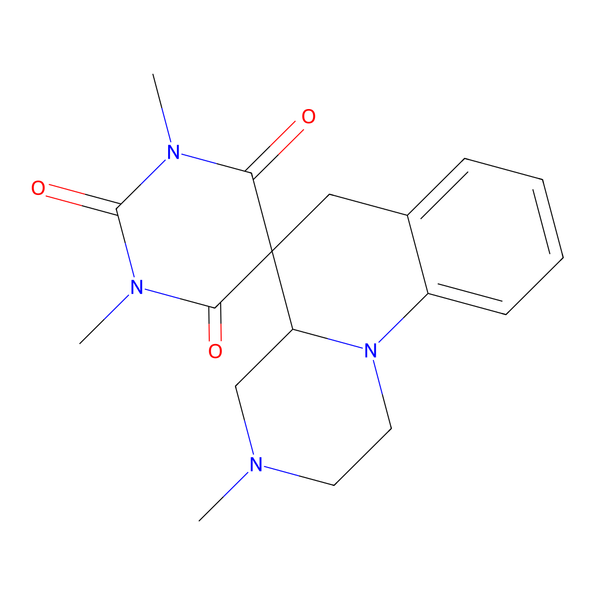 1',3,3'-trimethyl-2,3,4,4a-tetrahydro-1H,2'H,6H-spiro[pyrazino[1,2-a]quinoline-5,5'-pyrimidine]-2',4',6'(1'H,3'H)-trione molecular structure, CAS 442671-23-0