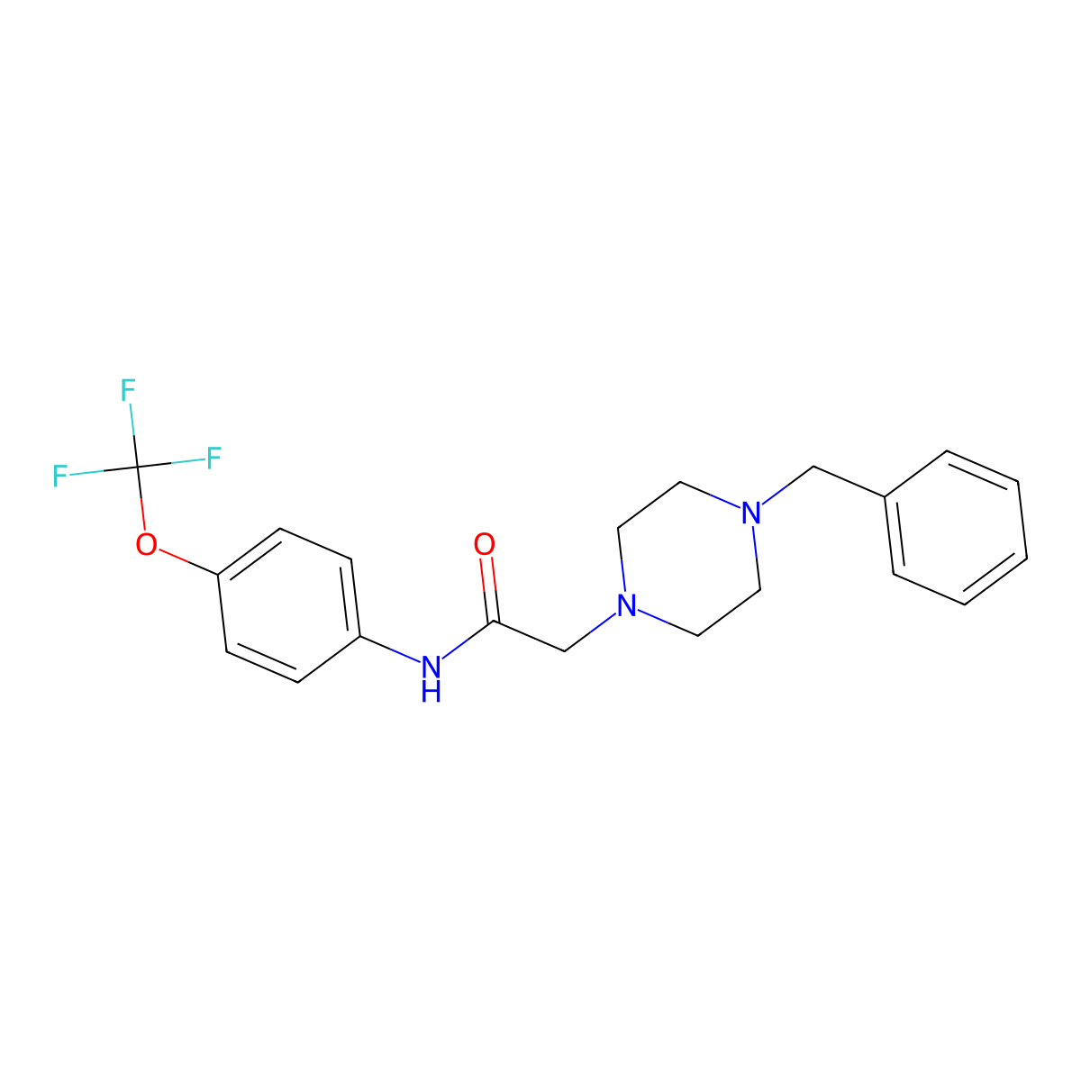 2-(4-benzylpiperazin-1-yl)-N-[4-(trifluoromethoxy)phenyl]acetamide molecular structure, CAS 442672-22-2